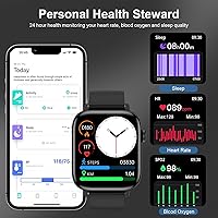 Vista 4 de Reloj inteligente para hombre con pantalla táctil HD de 1.90 pulgadas, llamada Bluetooth, rastreador de actividad física con más de 120 modos