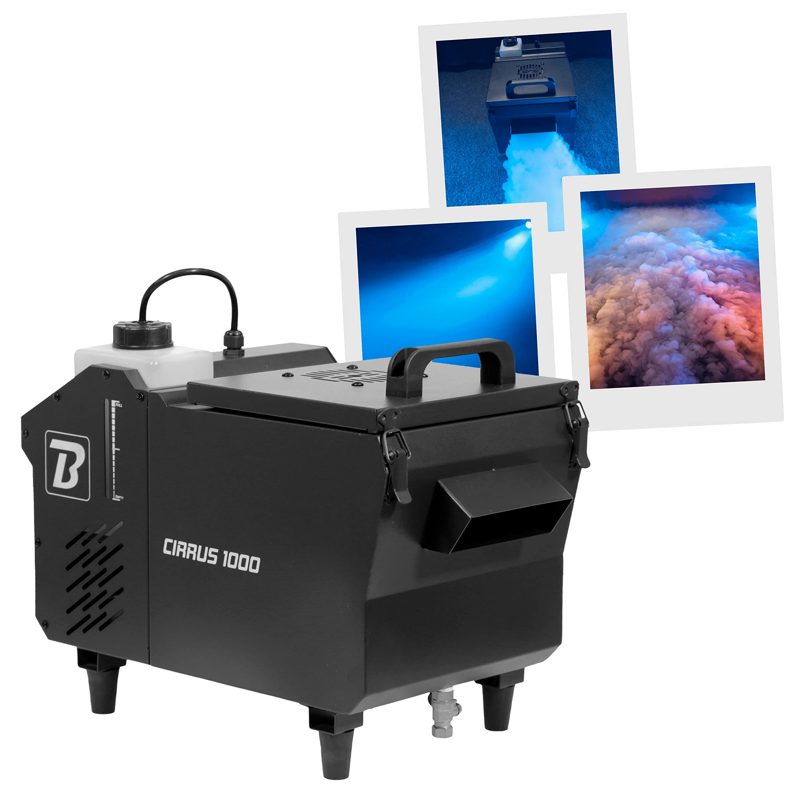 BoomToneDJ, CIRRUS 1000, machine à fumée lourde à base d'eau, télécommande inclue 1000 W, idéale pour les mariages, anniversaires et tout autres évènements professionnels, ne nécessite pas de glace