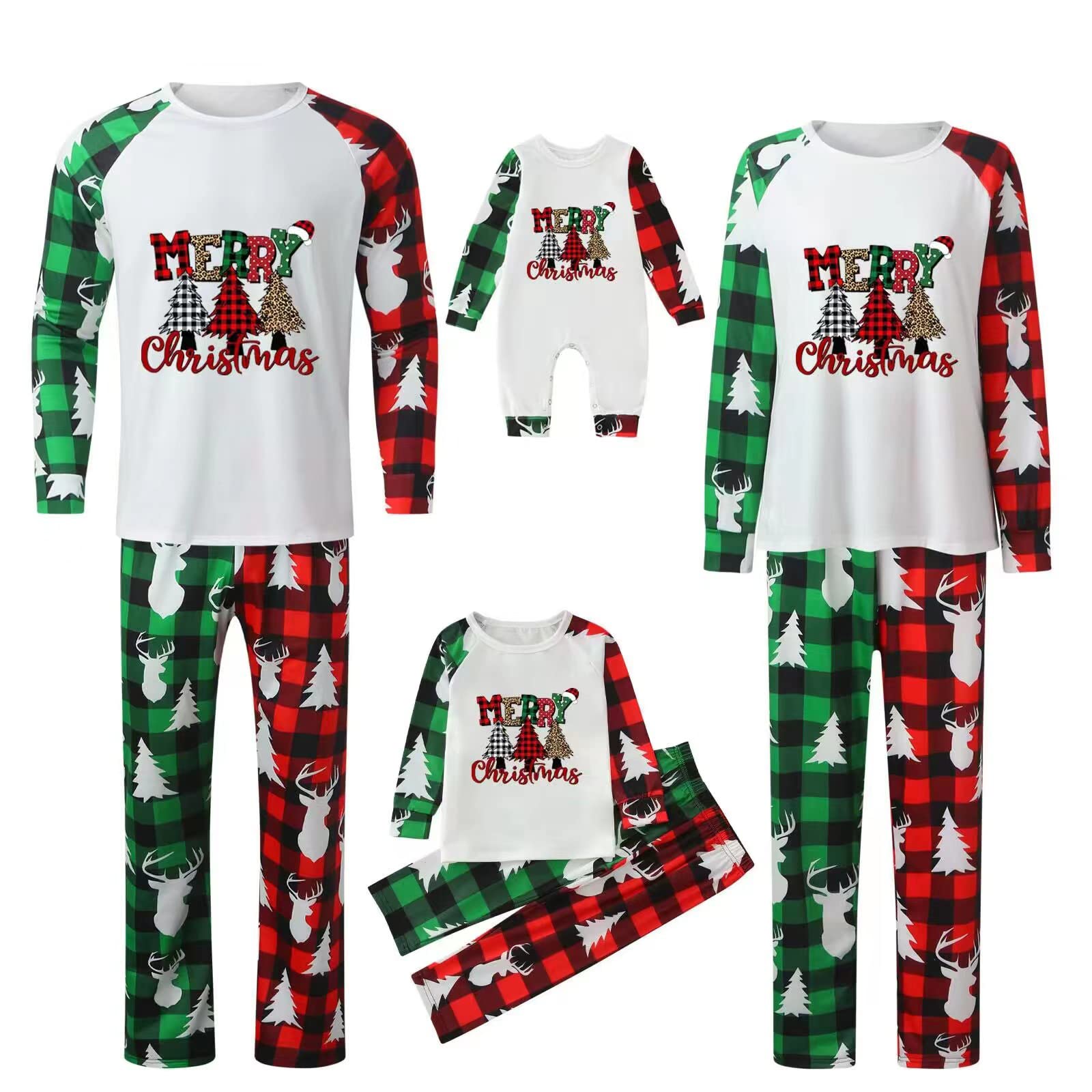 Hekkomird Family Matching Christmas Pajamas Set Xmas Long Sleeve Sleepwear Nightwear For Couples Kids Baby