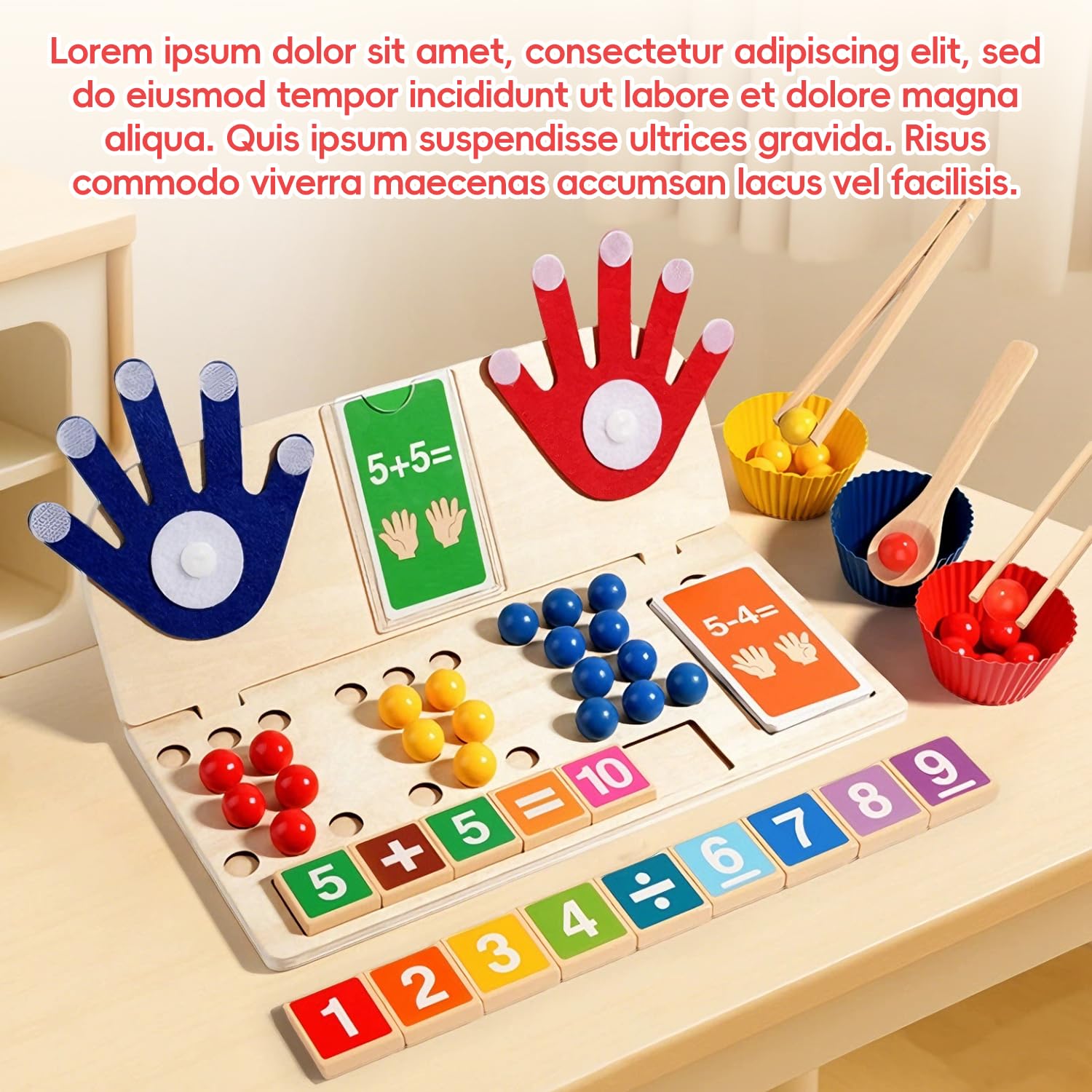 Juguetes Montessori 3 4 5 6 años, Juegos Educativos de Madera para Aprender a Contar y Números, Juego de Matemáticas con Psicomotricidad Fina, Regalo Niños Educación Infantil