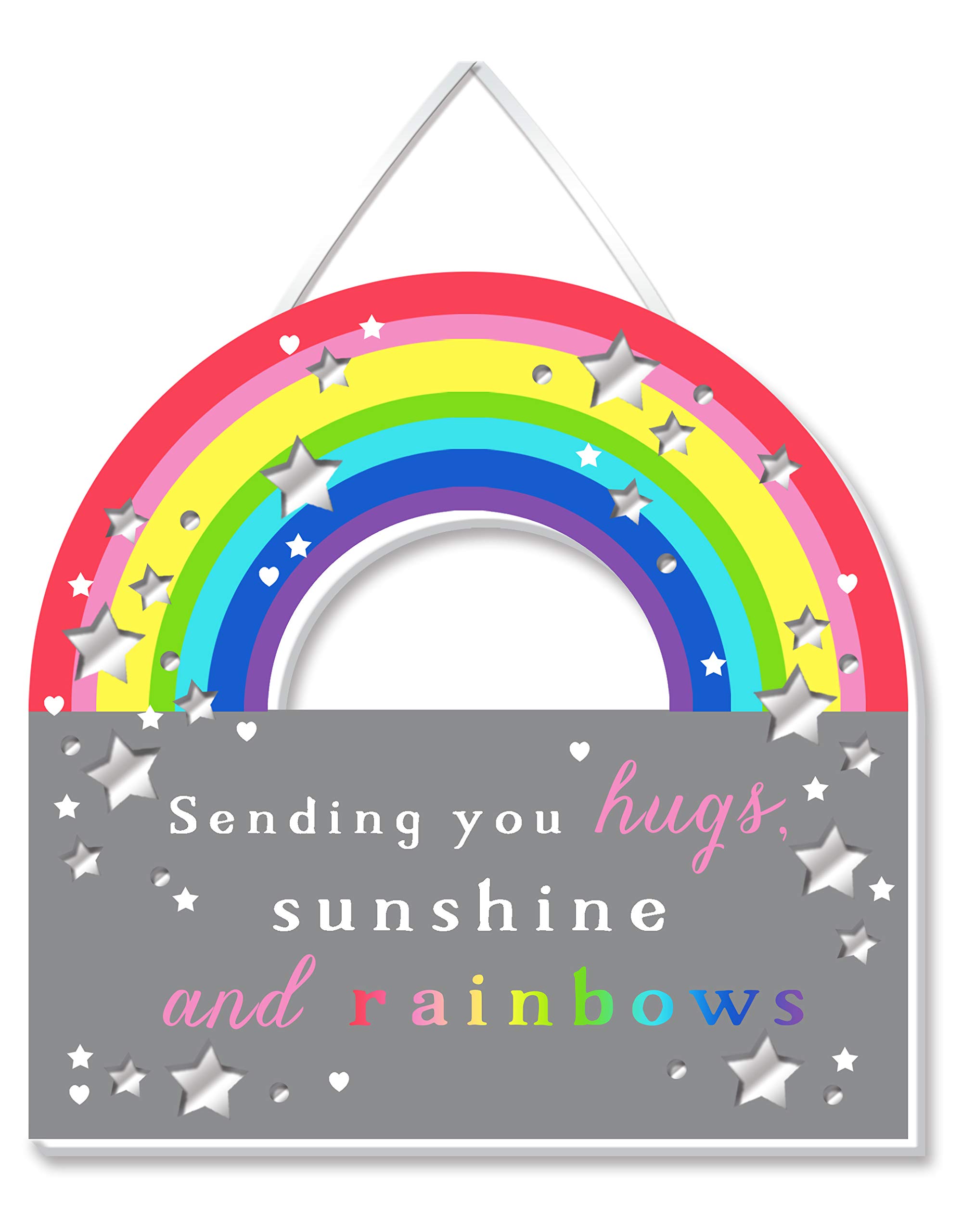 More Than Words Sending You Hugs, Sunshine & Rainbows Hanging Plaque With Ribbon Gift
