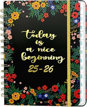 Planner Weekly and Monthly Calendar Notebook July 2025 - June 2026, Hardcover Bound Planner with Tabs, Inner Pocket, A5