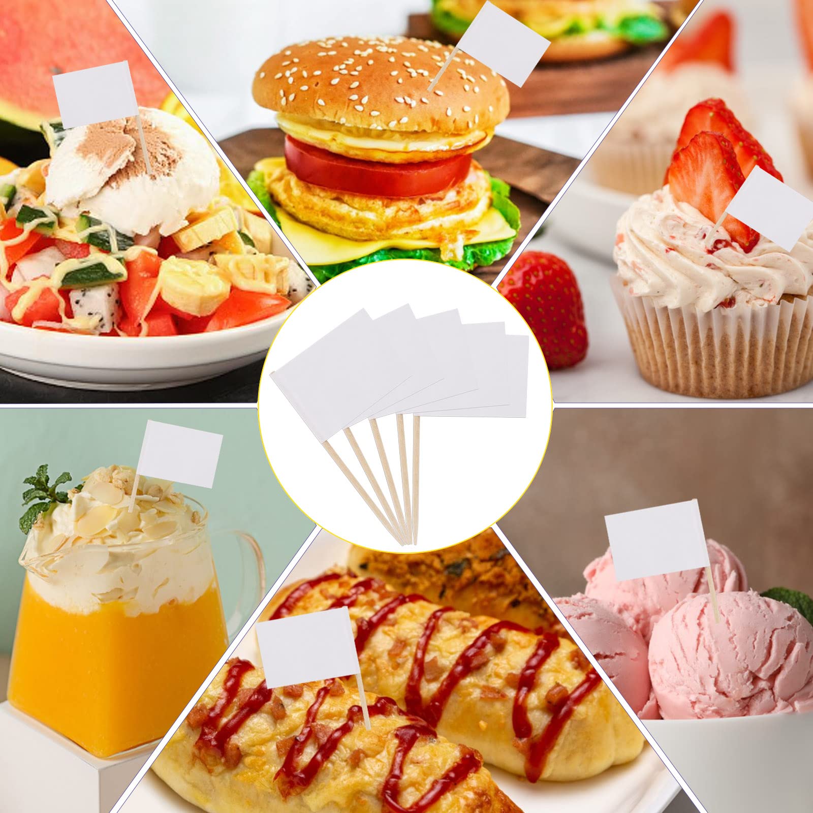 100 Bandiere Stuzzicadenti Legno - Etichette Vuote Per Formaggi E Finger Food 650495
