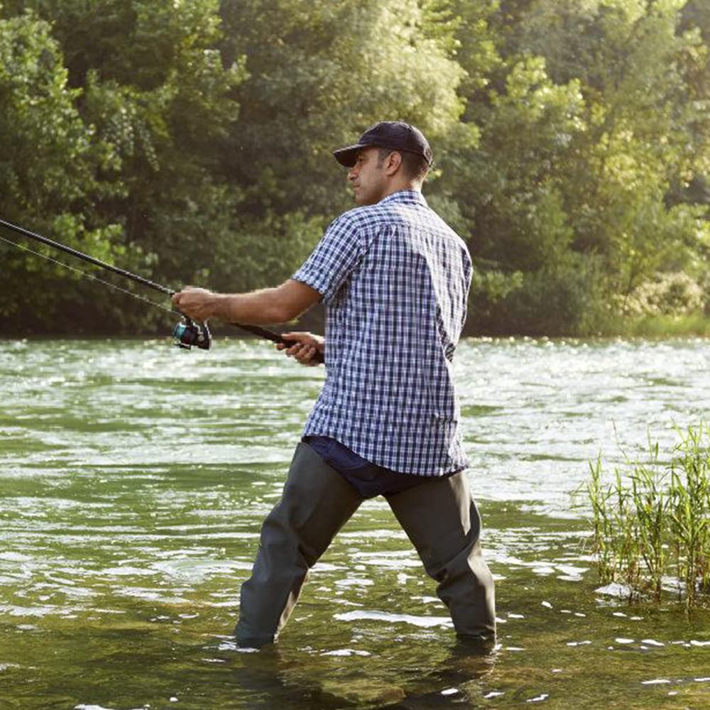 Pantalon de pêche en nylon 70D composite PVC avec bottes en caoutchouc antidérapantes, pantalon de bassin, pantalon d'inondation, convient pour les chantiers, la pêche, les fermes, les jardins