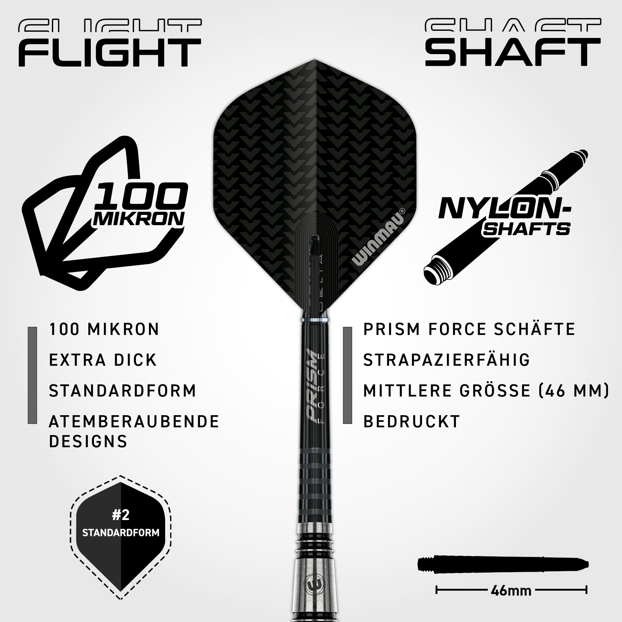WINMAU Darts Blackout Series | 90% Tungsten Dartpfeile – Profi Dartpfeile Metallspitze mit Flights & Shafts | Parallel Steeldarts 21g, 22g,23g, 24g, 25g, 26g & 28g & Torpedo 23g, 24g, 25g & 26g