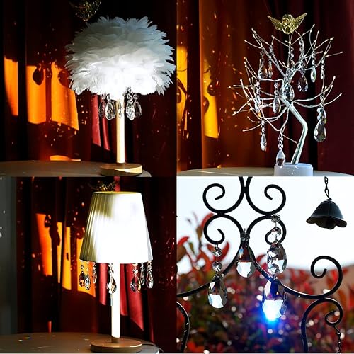 Miniatura 6 de 20 piezas de 1.496 in de lágrima de cristal transparente, prismas colgantes, piezas de cristal conectado, cuentas octágonas, guirnalda colgante