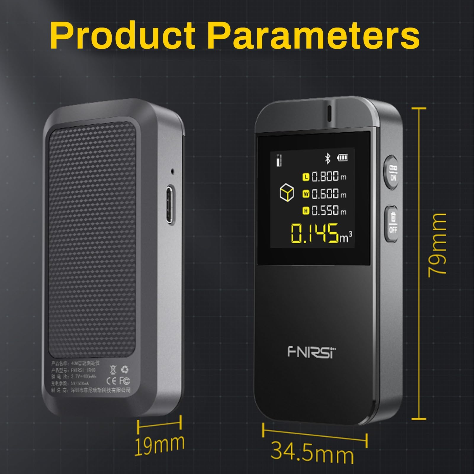 Jadeshay Medición Láser,0,05 a 40 Metros Infrarrojo Medidor de Distancia Láser Portátil Dispositivo de Medición de Distancia Láser LCD Metro Laser Preciso Medidor Laser Compatible con Metros,FT y In