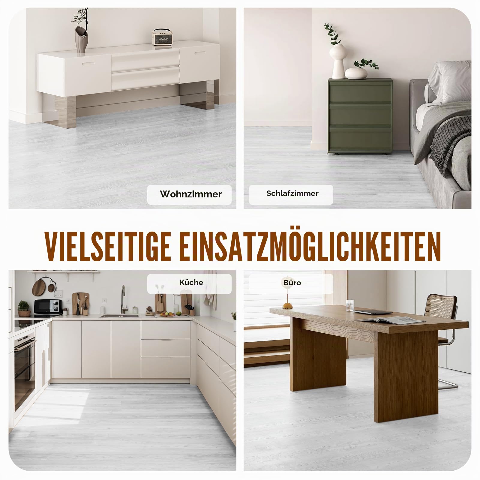 VEVOR Selbstklebende Vinyl-Bodenfliesen, 91,4 x 15,2 cm, 36 Fliesen, 2,5 mm dick, zum Abziehen und Aufkleben, hellgraue Holzmaserung, DIY-Bodenbelag für Küche, Esszimmer, Schlafzimmer und Badezimmer