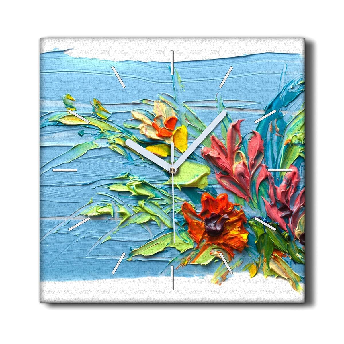 Horloge Murale Fleur 3D Toile Coloray pour Décoration de Salon Apaisante
