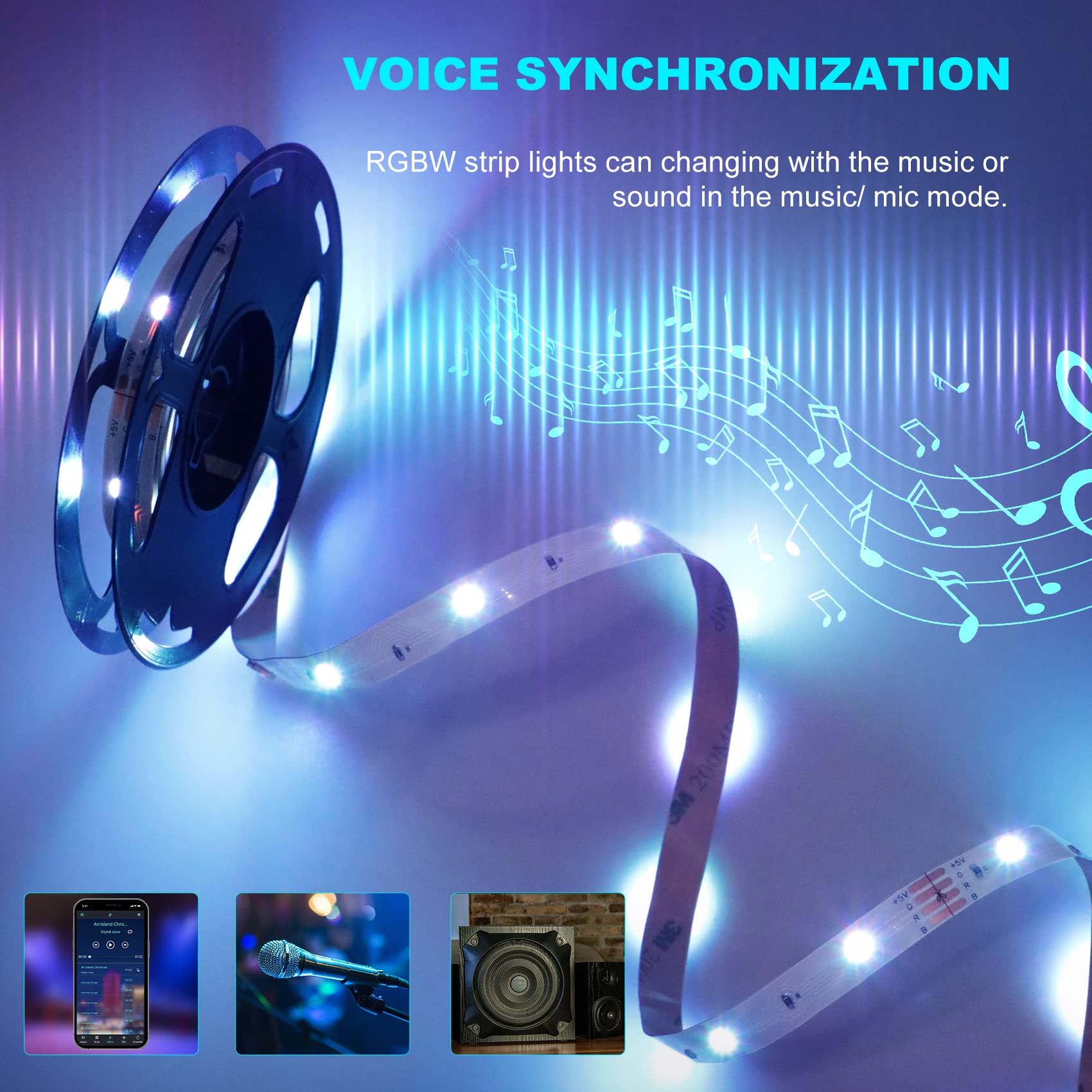 Ruban LED 3M Bande RGB Avec Télécommande à 44 Touches, 5050 5V USB