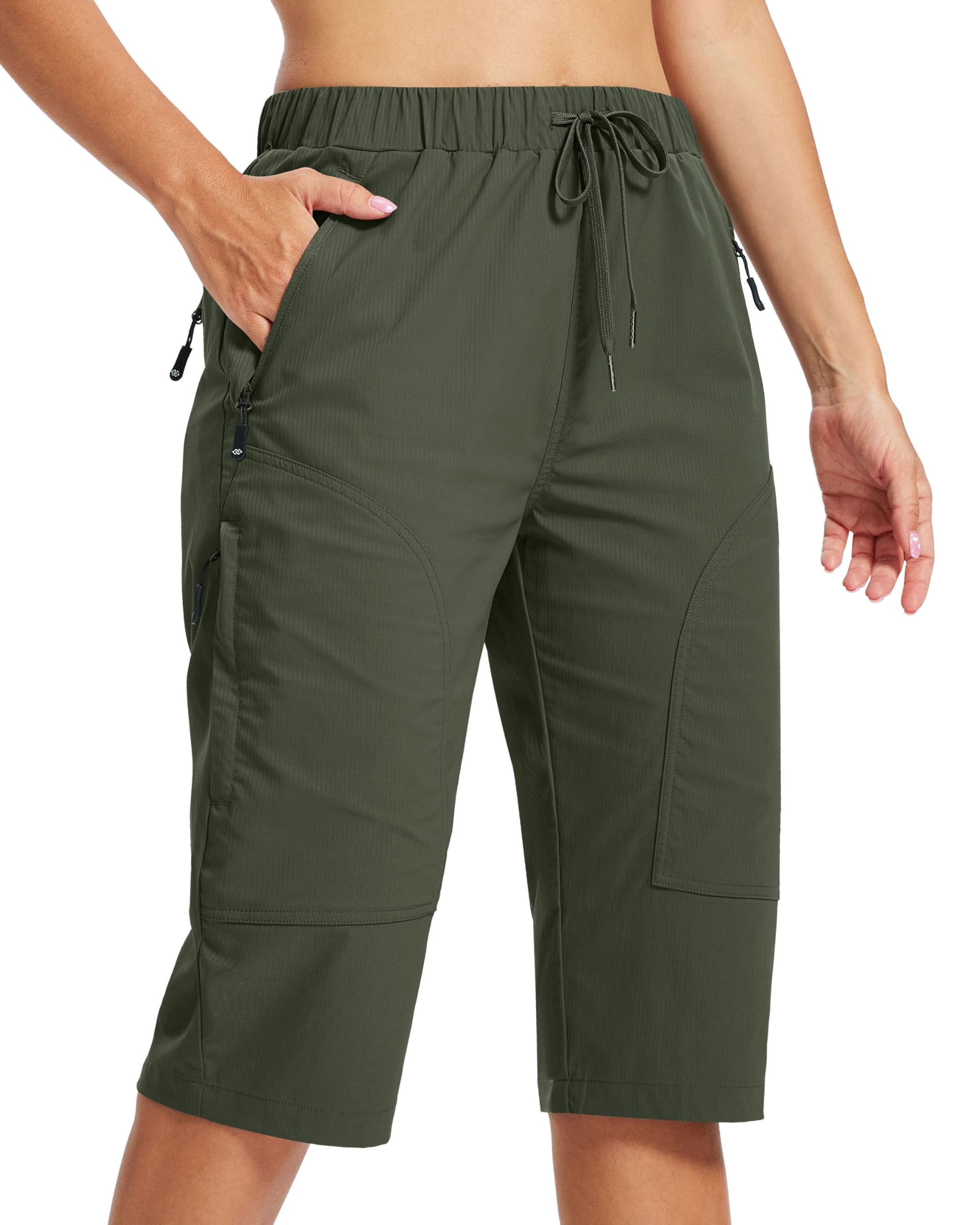 MoFiz Pantalones Cortos de Trekking Mujer Bermudas Secado Rápido 3/4 Pantalones de Senderismo Acampada Marcha Safari Deporte Shorts con 5 Bolsillos