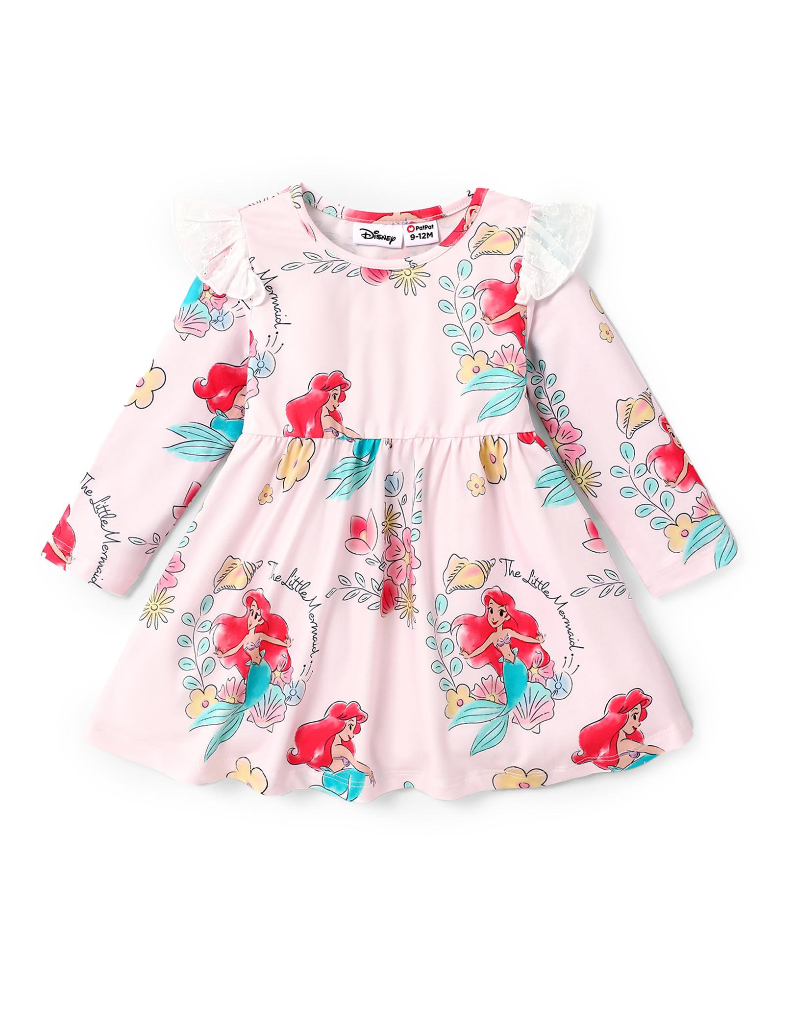 Disney Princess Frozen Elsa Minnie Mickey Stitch Ruffle Sleeve Dress A Line Long Sleeve Kids Clothes Baby to Toddler