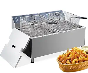 Electric Fryer 23.2QT, 22L Fryers With Thick Baskets Large, 3400W Portable Deep Fryer For Restaurant And Home Use, Electric Deep Fryer With Basket And Lid