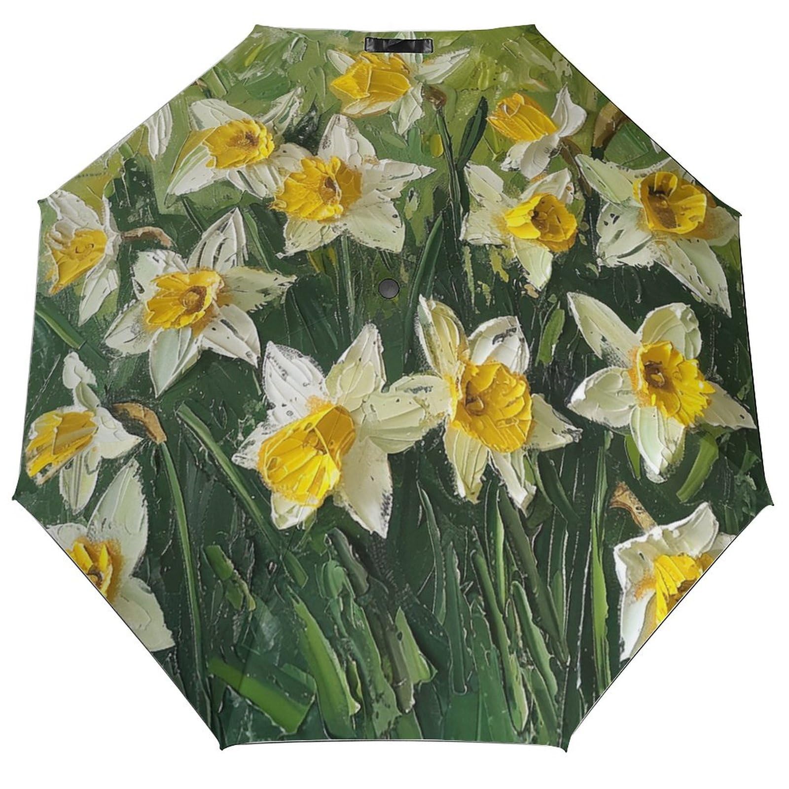 MaSiledy Umbrella Hand Drawn Brown Flowers Compact Travel Umbrella Modern Minimalist Floral Windproof Automatic Travel Umbrella One Touch Auto Open