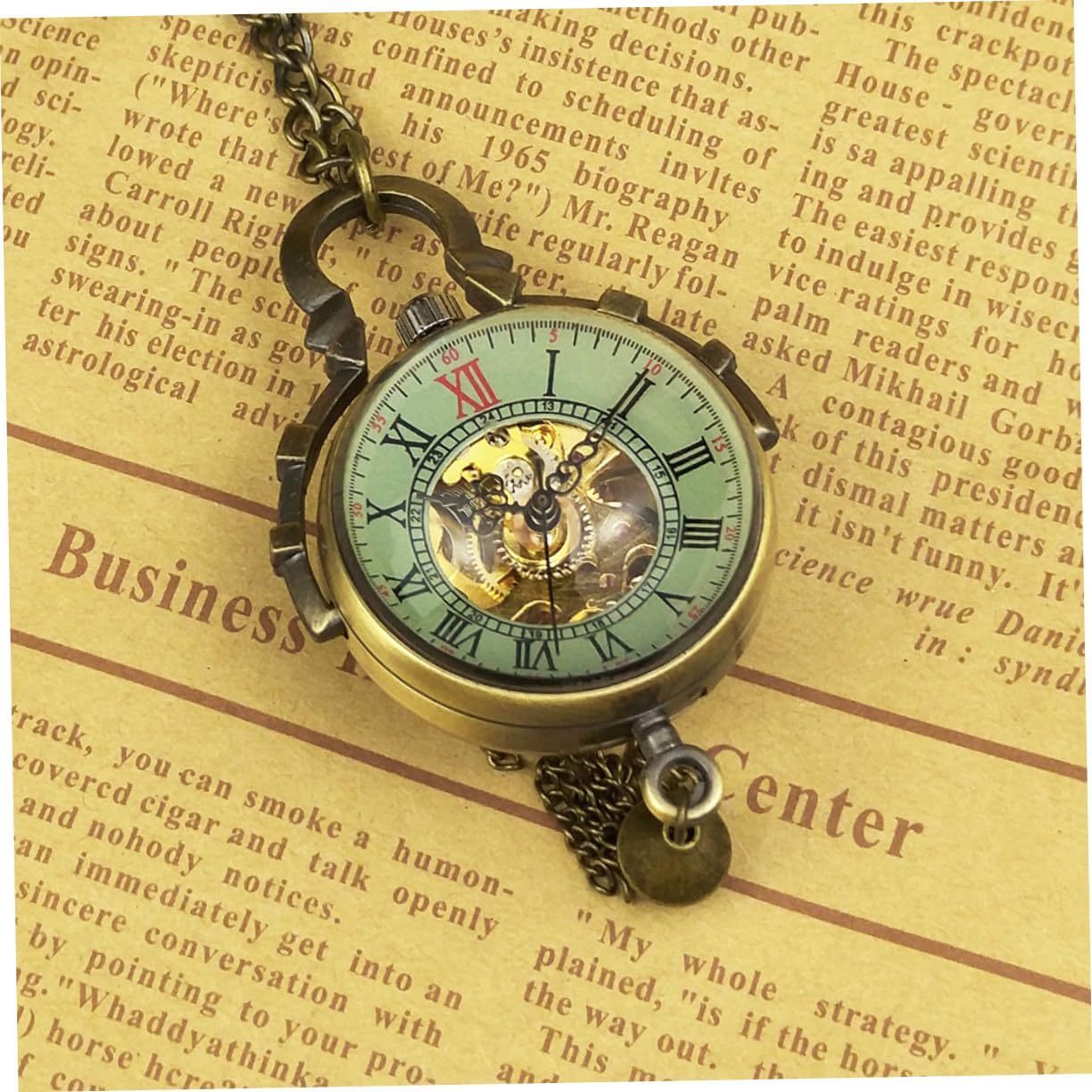 Orologio da Taschino e Stile Unico a Sfera Specchio Meccanico Vintage in Vetro e Catena da Collana, Design Creativo per Uomo e Donna