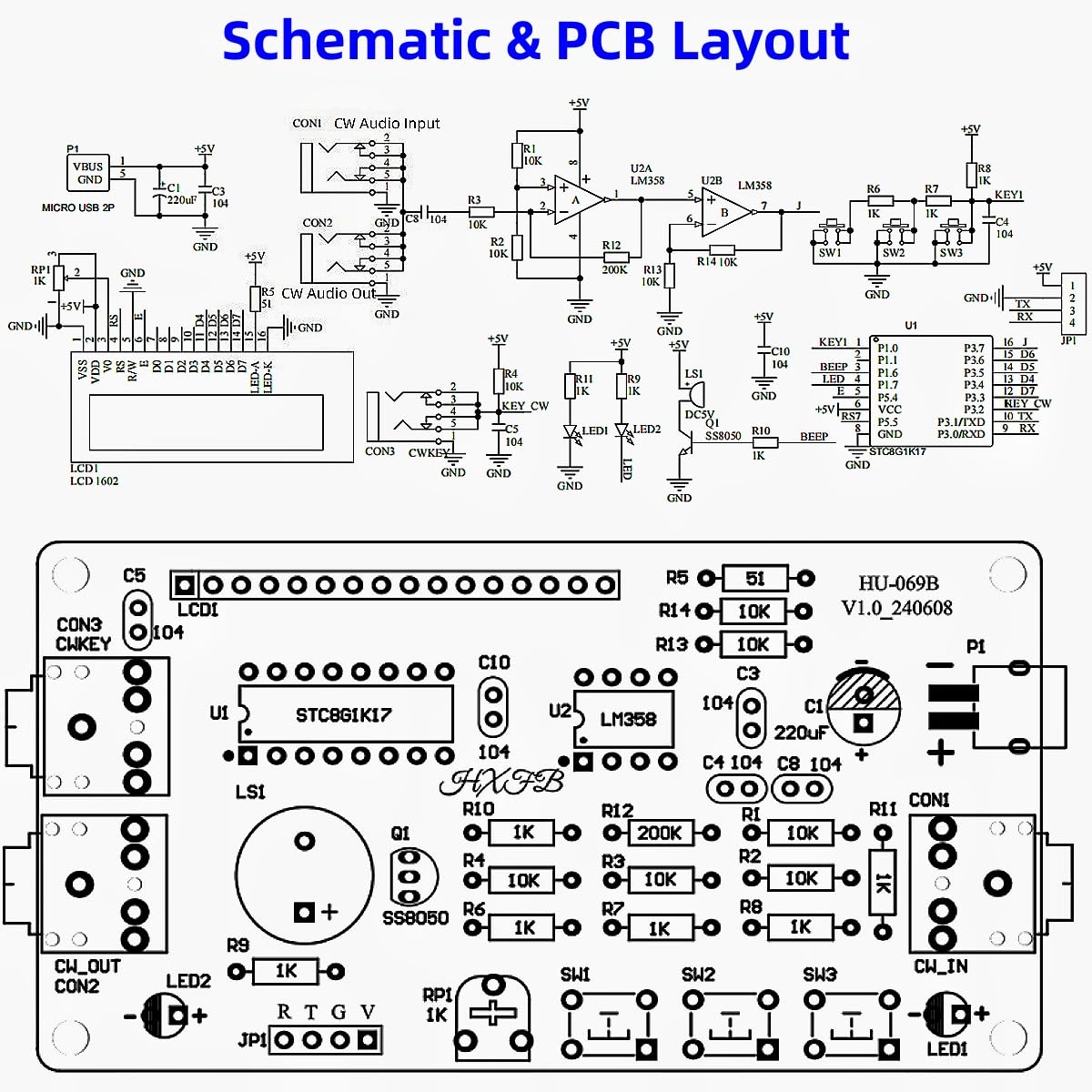 DIY Morsecode Lötbausatz, Morse Code Trainer Kit, Elektro Bausatz Löten mit Komponenten, Leiterplatte und Gehäuse, perfekt für Elektronik-Enthusiasten, Anfänger, Einzelteile