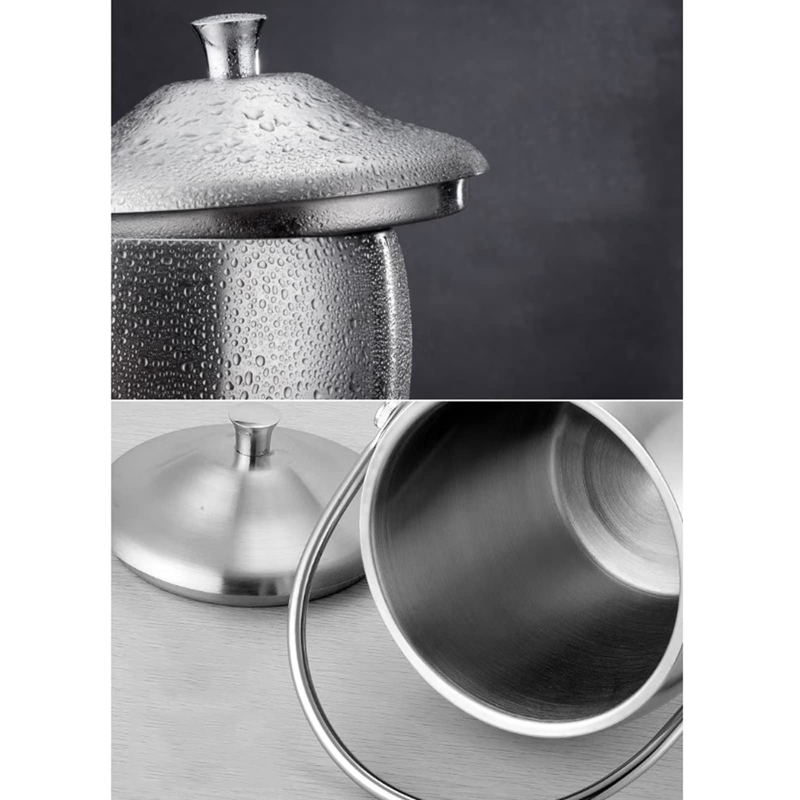 Cubos de Hielo Cubo de Hielo con Tapa y Pinzas Cubo de Hielo de Acero Inoxidable con Aislamiento de Doble Pared Ideal para Bar de cócteles, Fiestas, Enfriar Vino, champán Kits de Cubos de Hielo