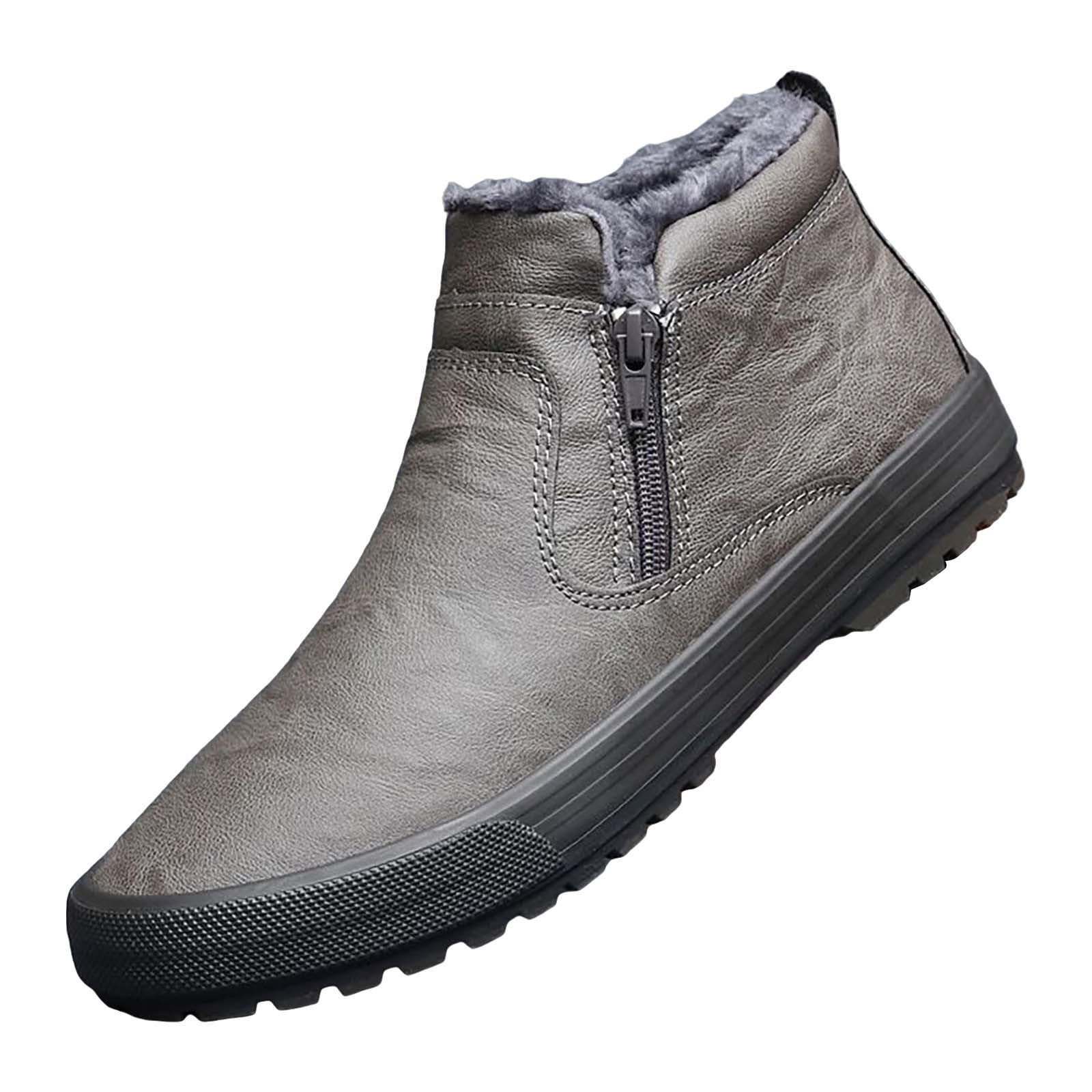 generisch Zapatos de invierno para hombre, forrados cálidos, zapatos informales, cremallera lateral, zapatos de trekking para hombres, exteriores, trekking, senderismo, deportes, senderismo,