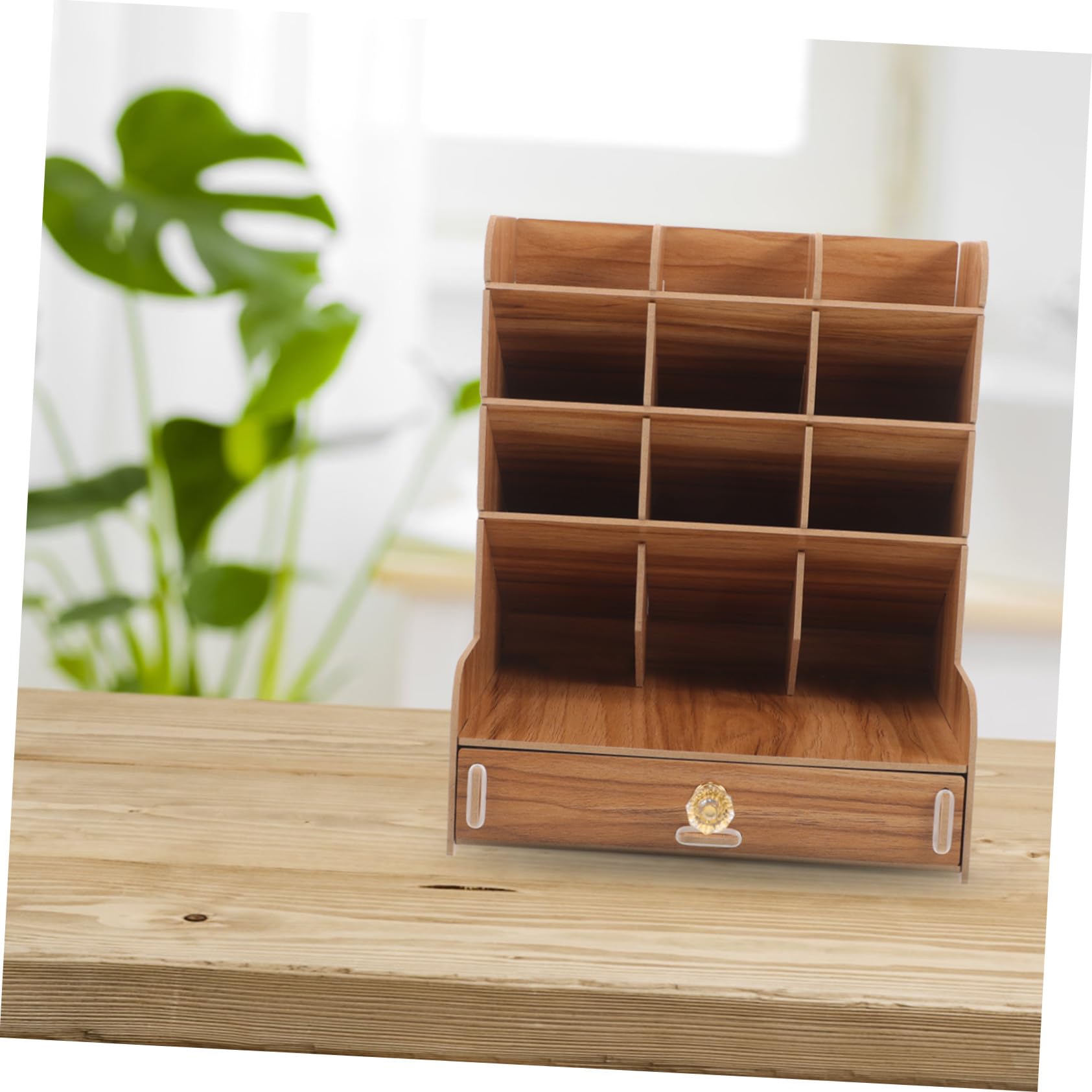 Homoyoyo Organizador de Escritorio Portalápices de Madera Compacta Divisiones Múltiples, Soporte Práctico para Bolígrafos y Artículos de Oficina, Adecuado para Escritorio y Uso Escolar