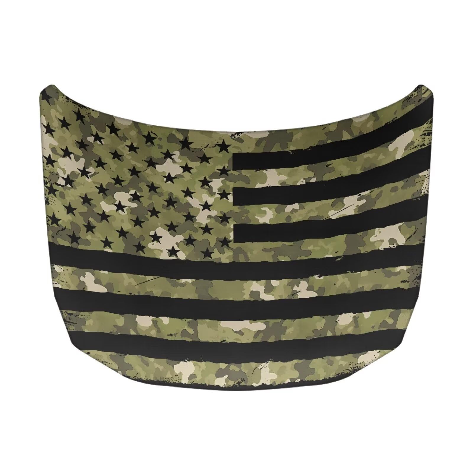 American Flag Green Camo Car Hood Cover Stretchable Car Hood Protector Waterproof Sun Proof 4th of July Patriotic Decorations Easy Installation for Most Sedans SUV Trucks Pickup