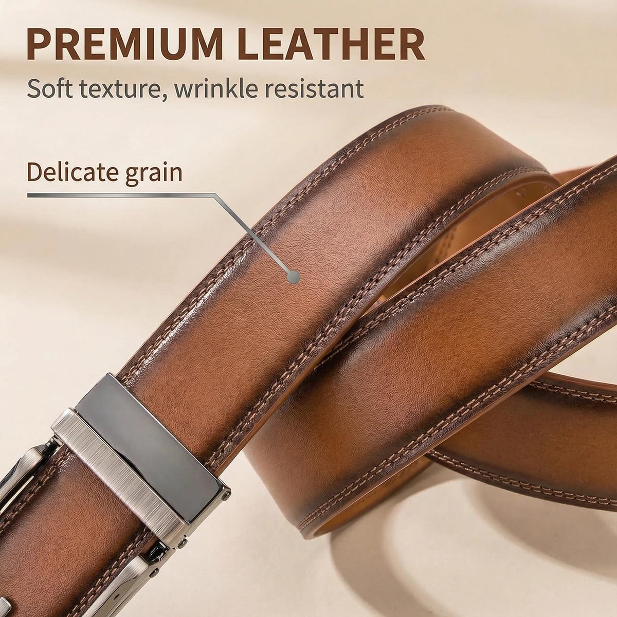 VRLEGEND Cintura Uomo Pelle Elegante Cinture Per abiti Business Lavoro Regolabile con Fibbia Automatica