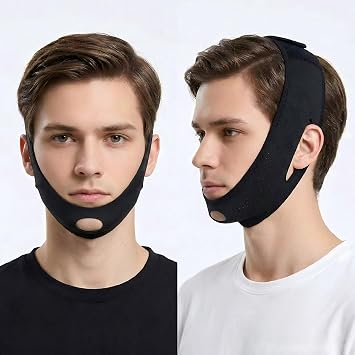 Anti Snoring Device & V-Line Lifting Chin Strap for Sleeping - 2-Pack Sleep Apnea Mouth Support Strap, Snore Stopper & Jawline Shaper for Men & Women with Storage Box