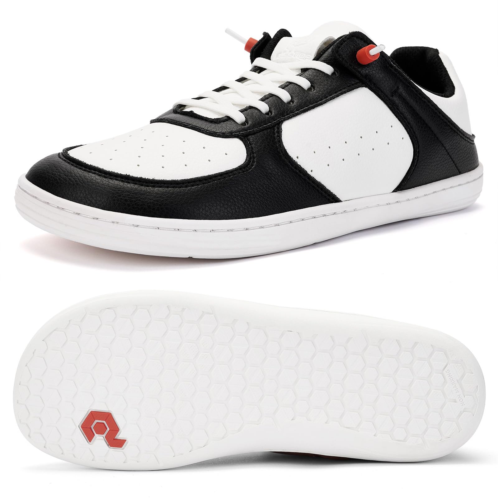 fefeluis Barefoot Wide Toe Box Shoes for Men - Minimalist Barefoot Dress Sneakers Zero Drop Slip on Non Slip for Walking, Wt01 | Black/White, 13 Wide-picture-11