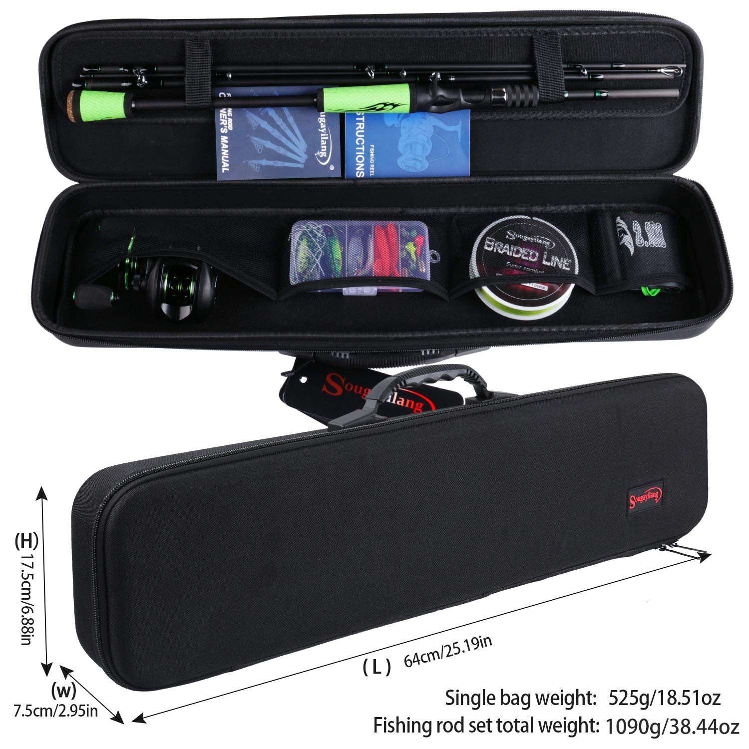 Sougayilang Canne à pêche Speed Bass Portable légère à Haute teneur en Carbone 4 pièces Vierges pour la pêche en Eau Douce, la Rotation et l'arrosage de Voyage