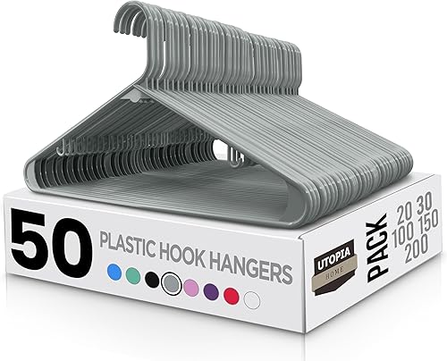 Perchas de plástico Utopia Home estándar para hogar de color negro, perchas tubulares para la ropa, resistentes, finas y elegantes