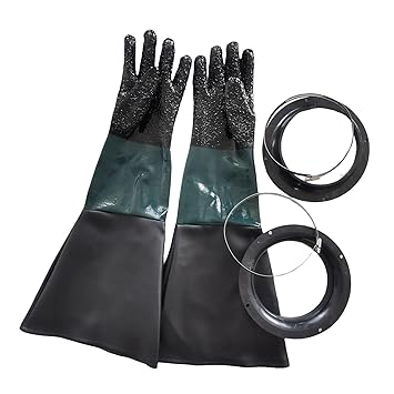 LICHTS Professional Sandblasting Gloves with Clamp Hoop for Sandblasting Cabinet XL