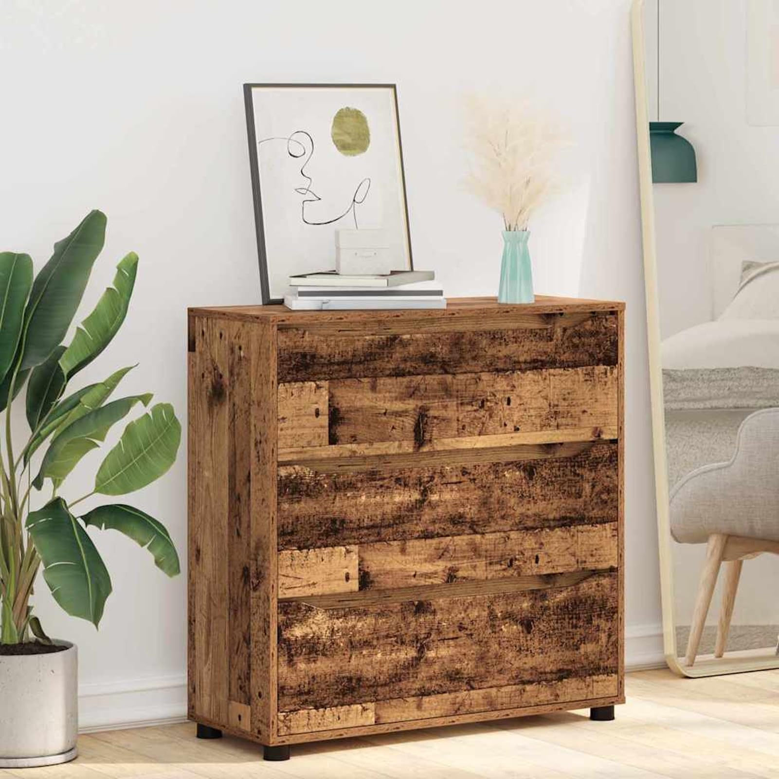 Gecheer Mobile di Stoccaggio, con Cassetti Funzionali, Regolabile in Altezza, 80 x 31 x 81 cm, in Legno Multistrato, Stile Minimalista, per Camera da Letto e Soggiorno