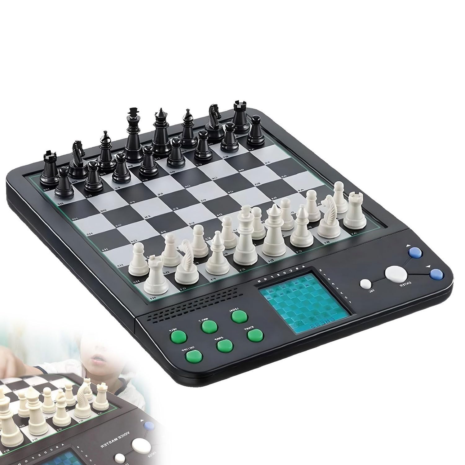 AI Chess Game Set, Mini Intelligent Electronic Chess with Large HD Touch Screen, 220+ Master Games & Learning Modes, Perfect Travel Gift for Adults & Kids