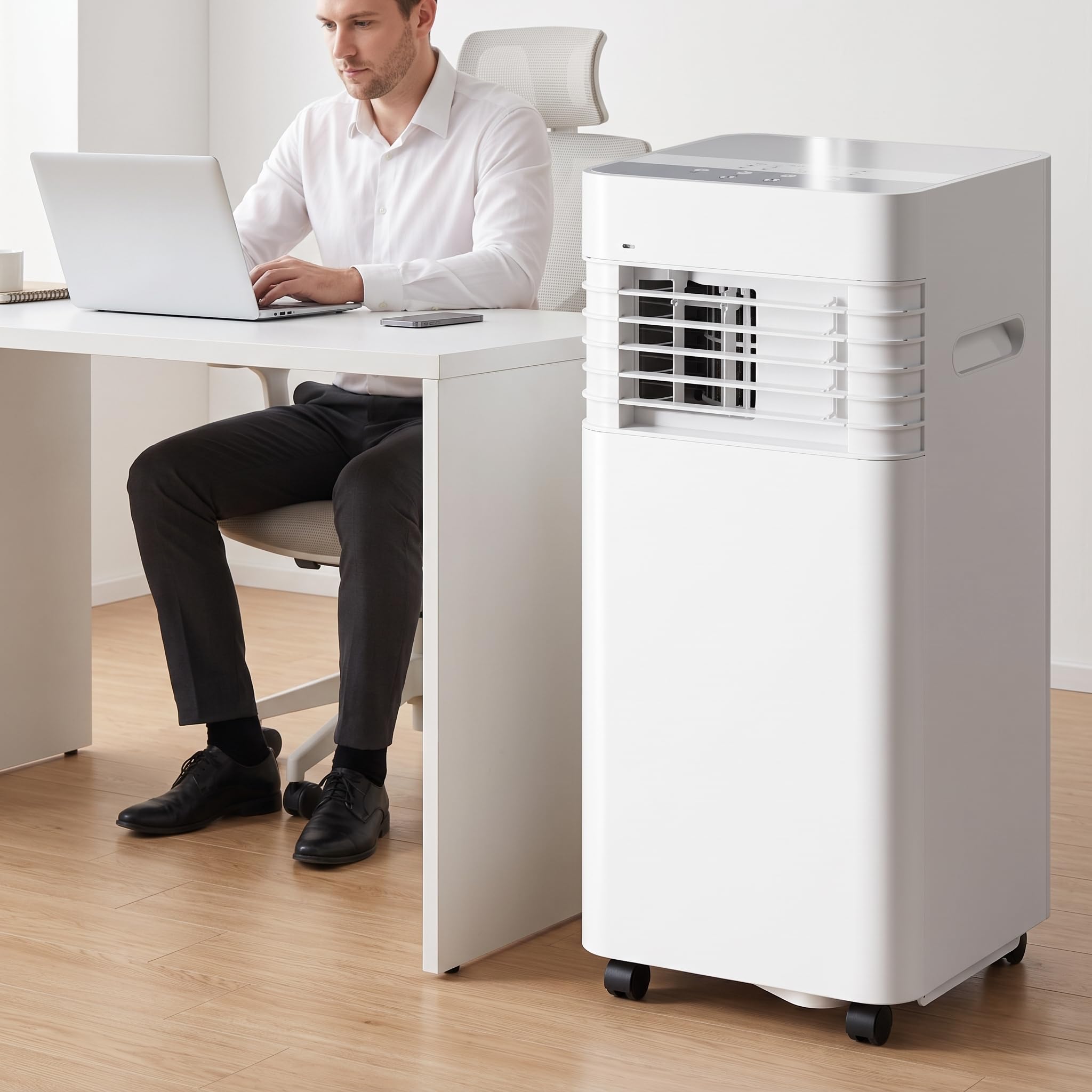 Aire acondicionado portátil de 14000 BTU con kit de instalación, eficiencia energética, 2 velocidades, temporizador de 24 horas, pantalla digital para habitaciones grandes y uso doméstico