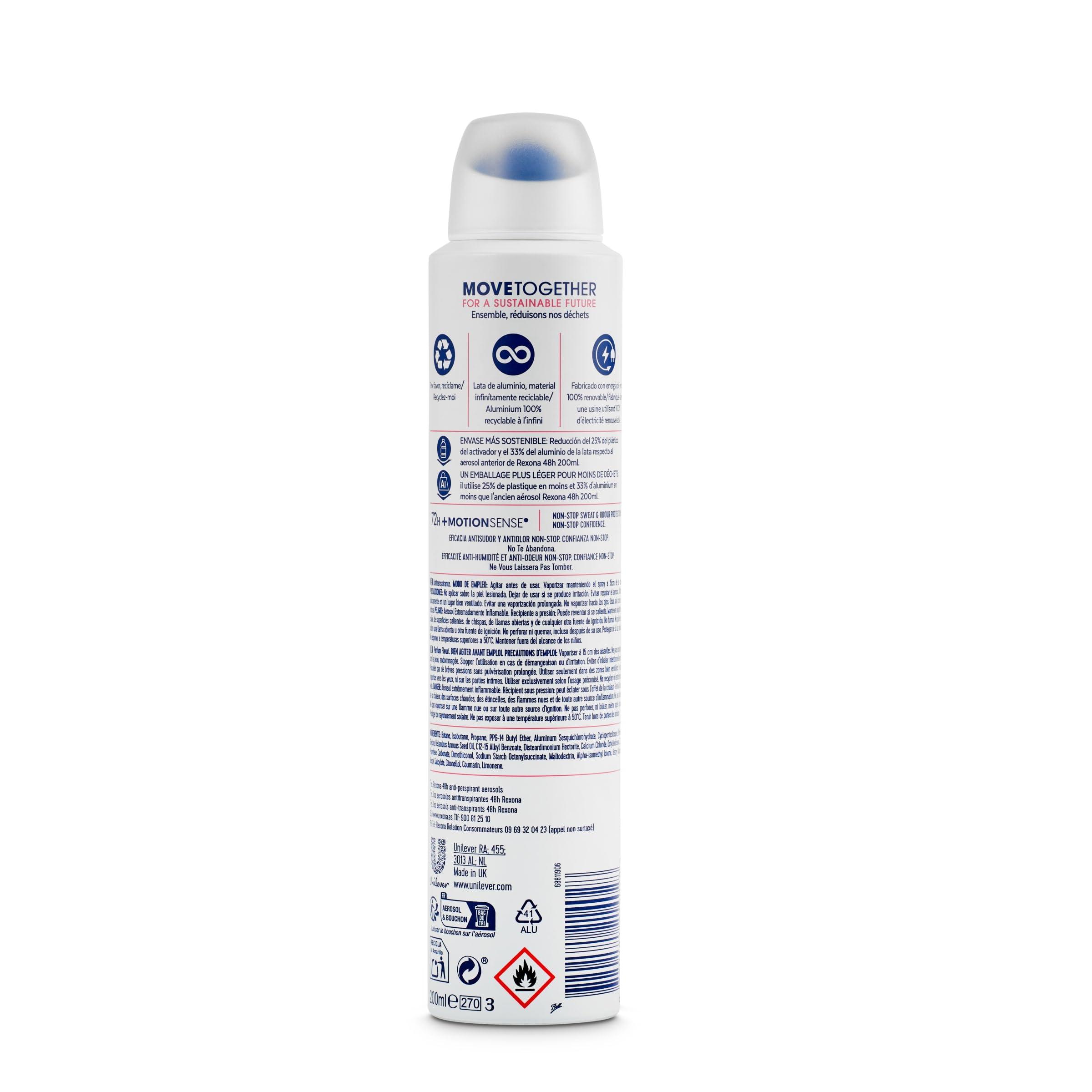 Rexona Desodorante Aerosol Protección Avanzada 72h Bright Bouquet Antitranspirante para mujer 200ml