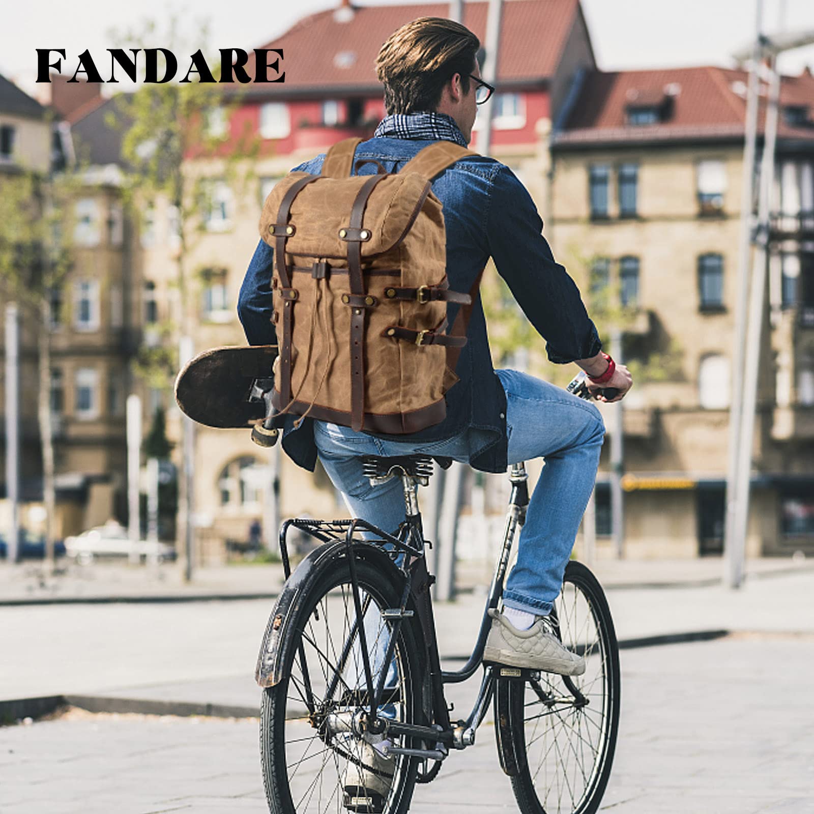 FANDARE Lienzo Mochila de Senderismo Retro Mochila Mochilas de Marcha con cordón Mochilas de Ciclismo Trekking al Aire Libre Daypack Bolsa de Cuerda para Viaje Excursionismo Equipaje Daypacks