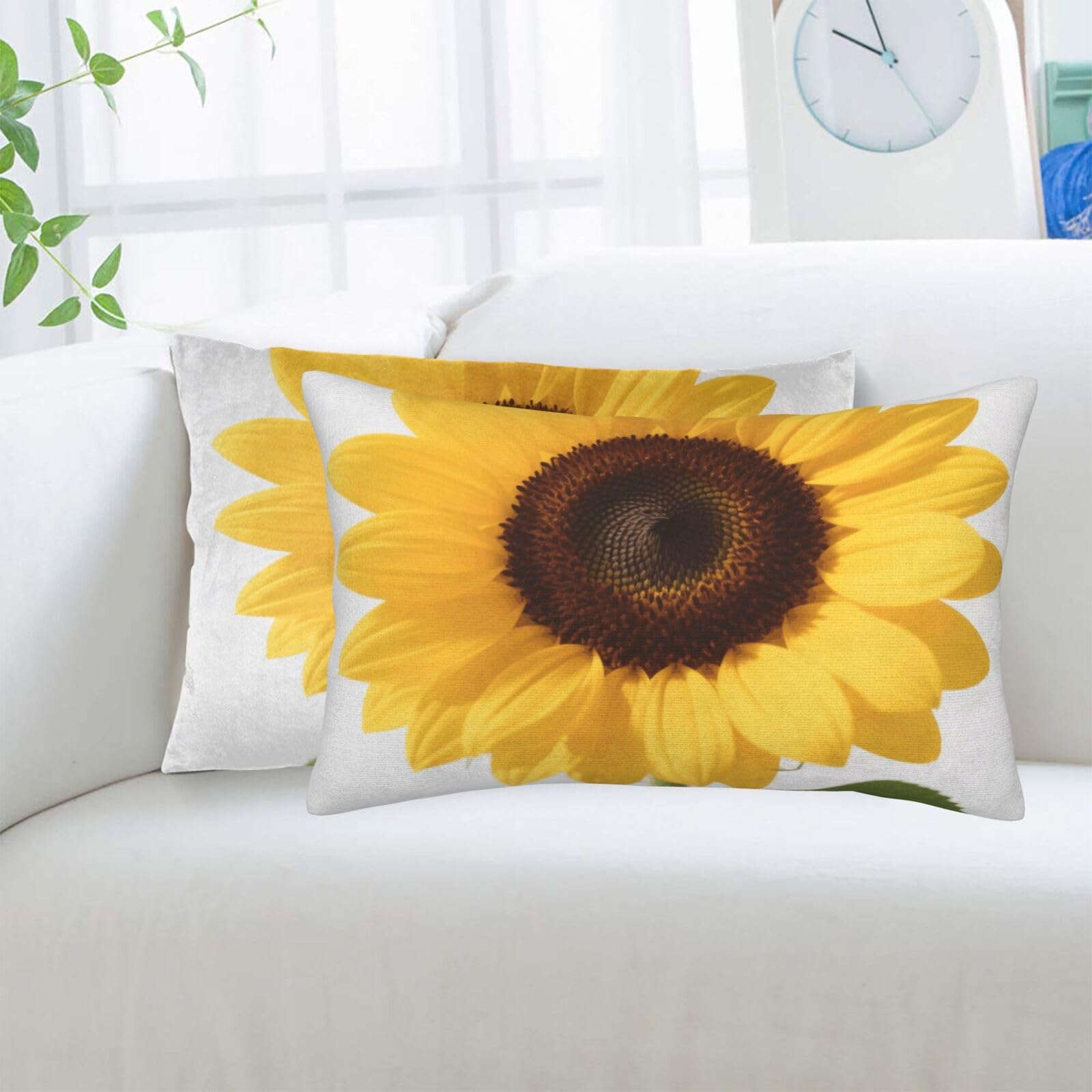 2 Pack Standard Pillowcases Sets, Ultra Soft Comfort Microfiber Plush Pillow Cases Beautiful Yellow Summer Sunflower Decorative Throw Pillow Cover with Hidden Zipper for Bedroom, Sofa, Couch,20"X30"