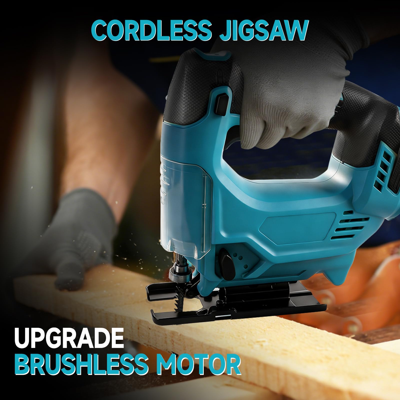 Sega alternativa senza fili compatibile con Makita 18V 420W 3500 giri/min, seghetto alternativo senza spazzole, strumento di separazione, tagli smussati a 45° con 6 lame per taglio circolare dritto