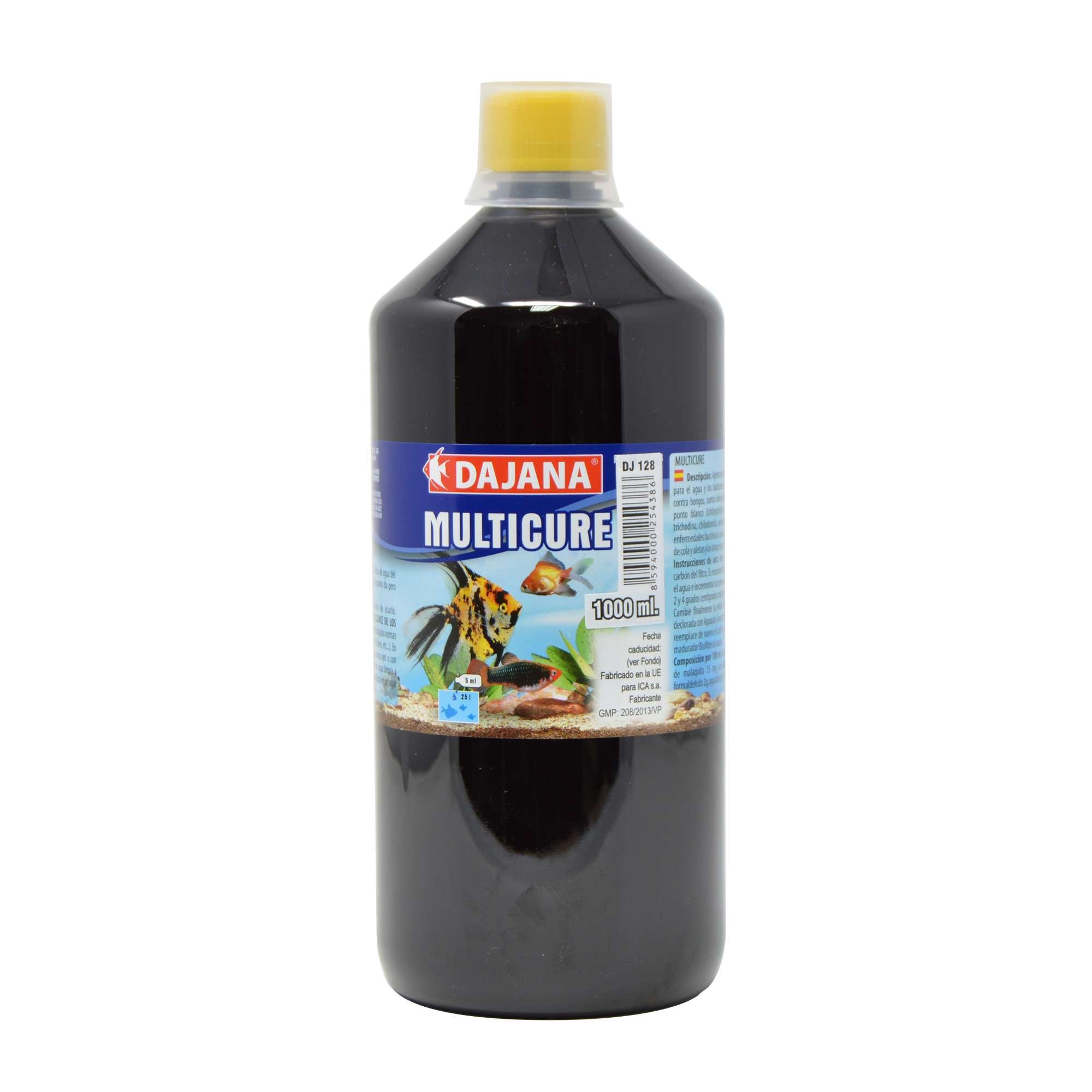 Dajana Multicure Tratamiento para Peces de Amplio Espectro contra Hongos, Parásitos Externos y Leves Infecciones Bacterianas, para Acuarios de Agua Dulce y Salada, 1L
