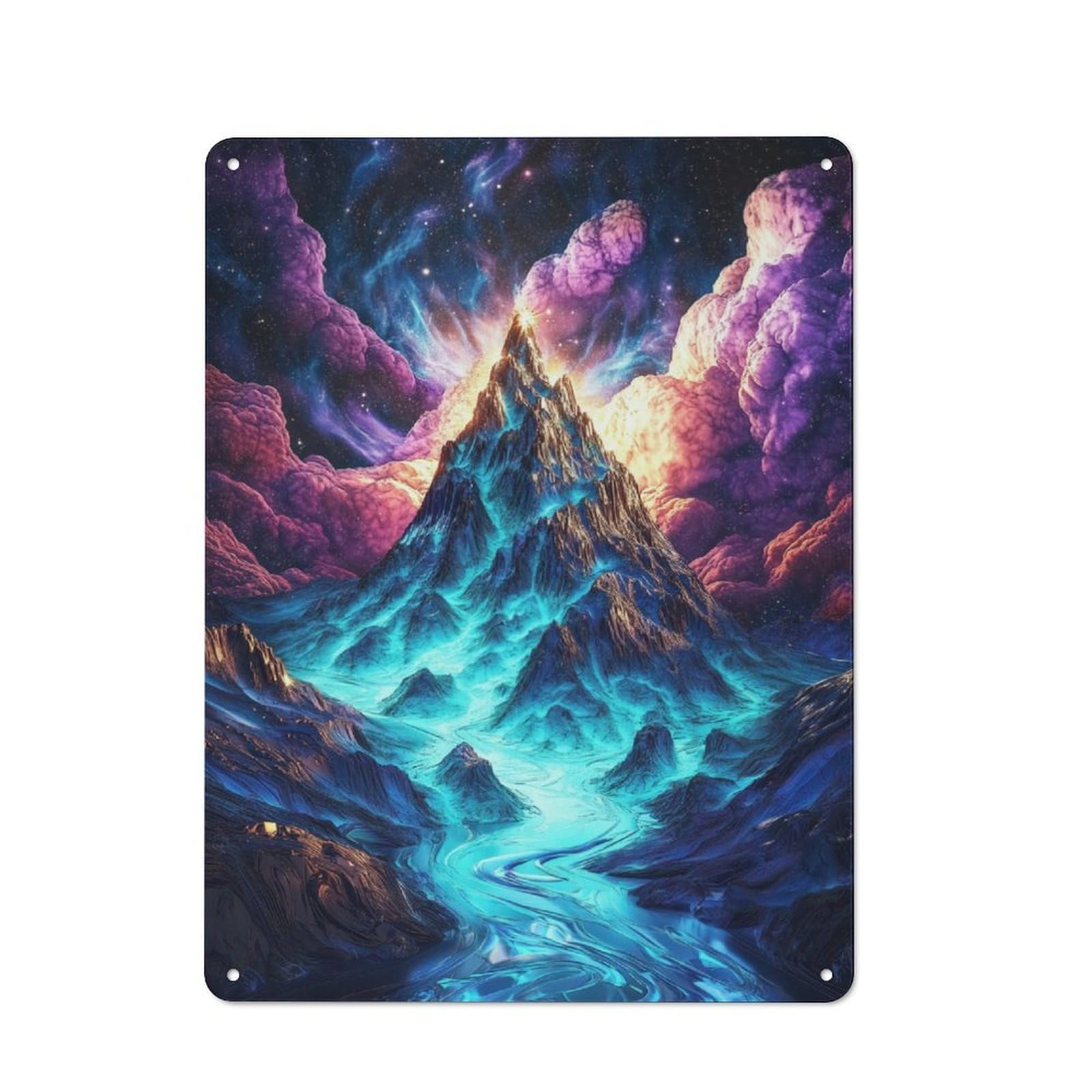 Junmoney Cosmic Mountain Peak Rustic Metal Sign 40X30cm Featuring For Hallway Wall, For Collectors Decorating Hallways And Entrance Areas