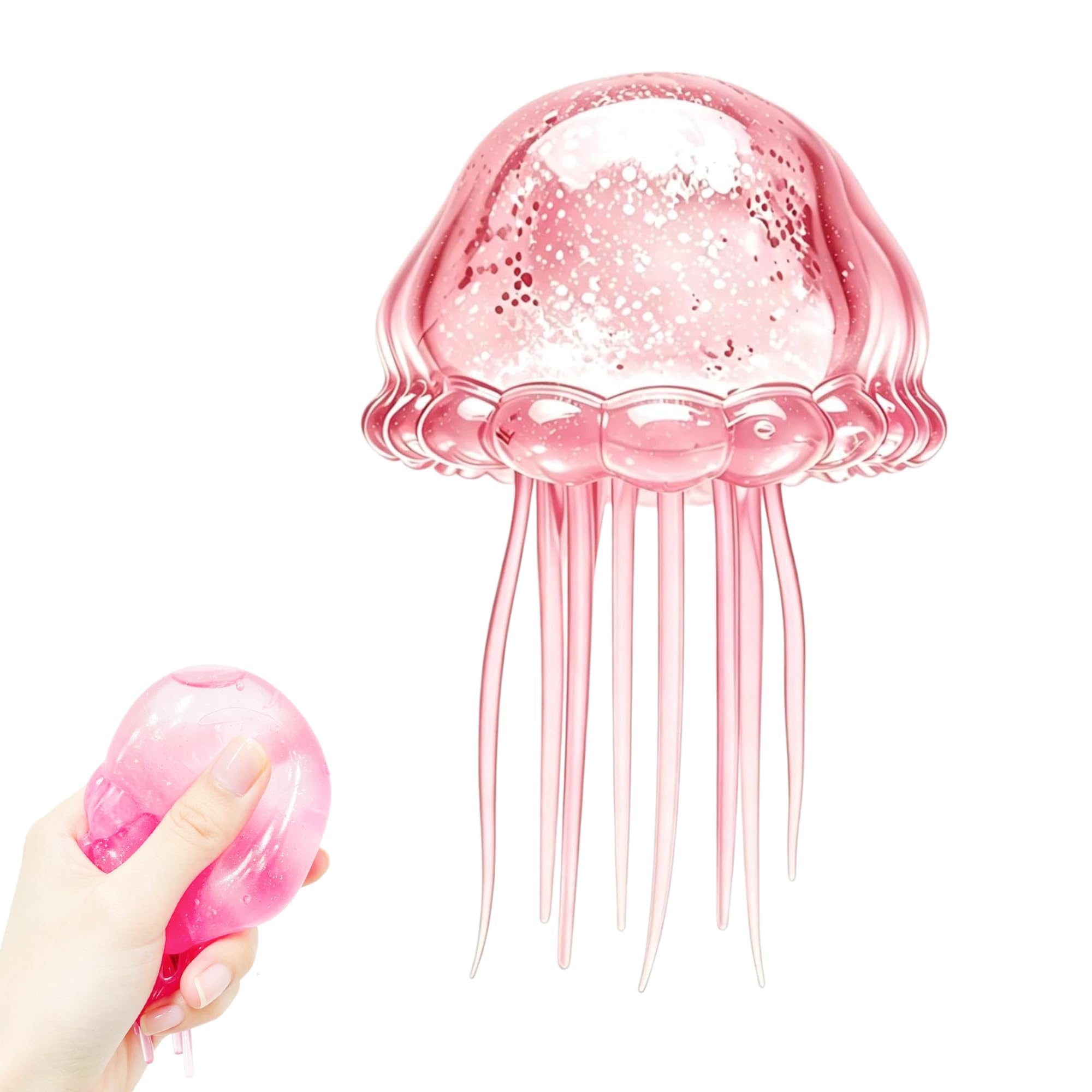 Jellyfish Stress Ball, Silicone Squishy Fidget Toy for Fans & Adults, Sensory Squeeze Toy for Anxiety, ADHD & Autism Relief, Birthday Gift (PINK)