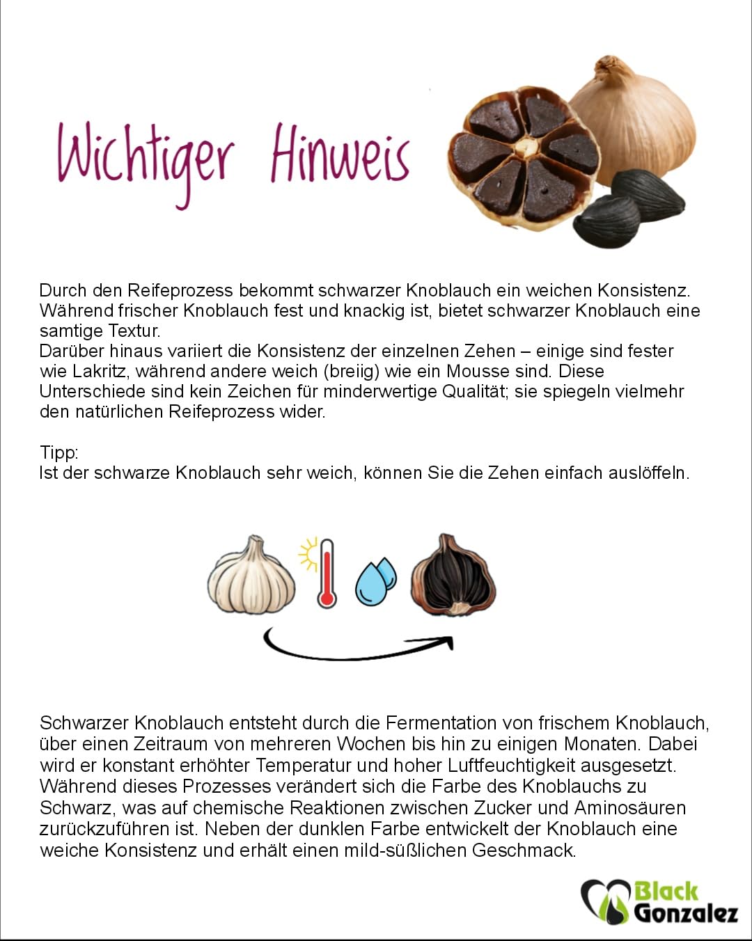 Schwarzer Knoblauch aus Spanien 10 Knollen 90 Tage fermentiert ohne Zusätze