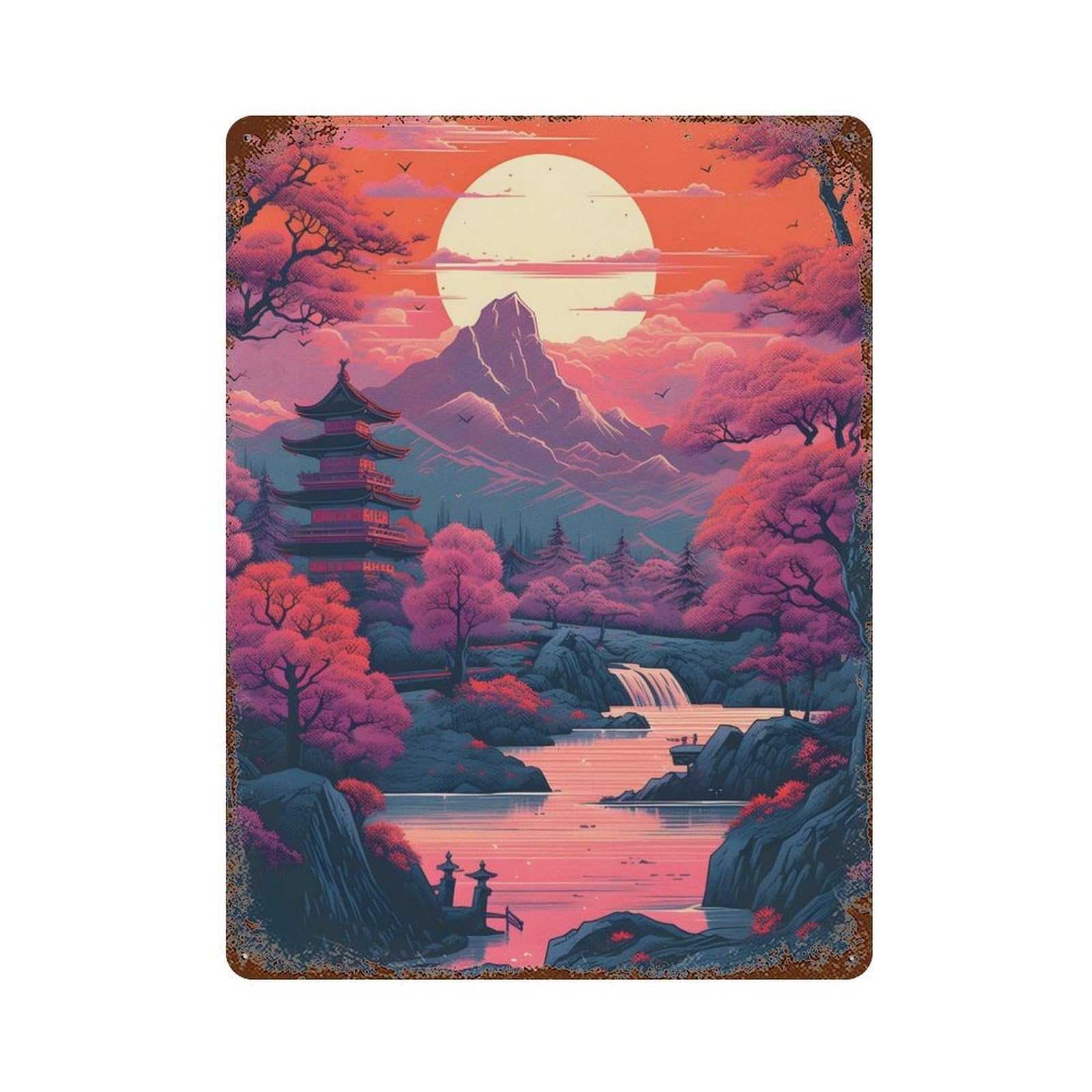 Fantasy Nature Japan 05 Retro Metal Sign 15.7"x11.8", for Garage, Bar And Workshop Decor, Shabby Chic Decor