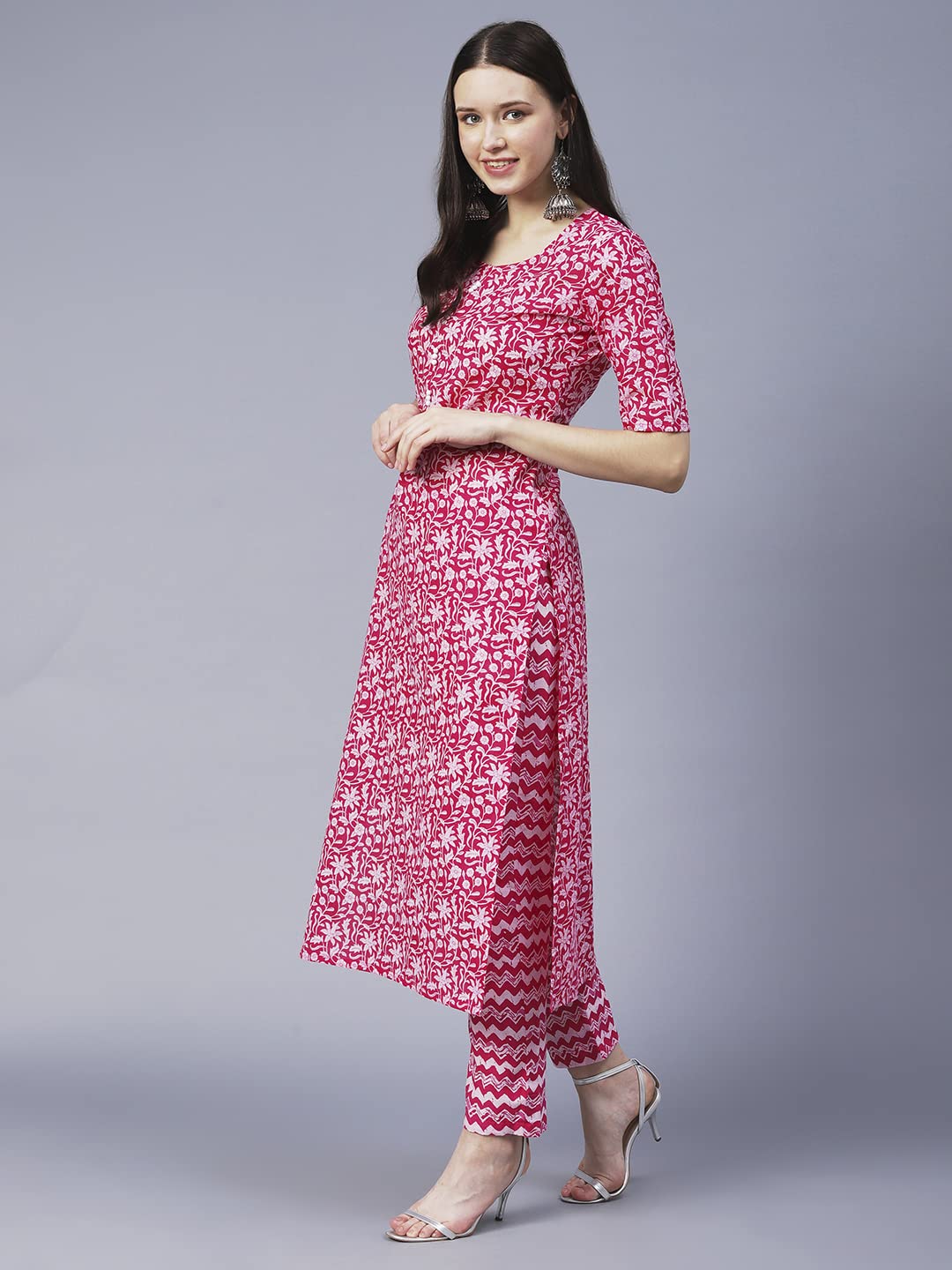 ANNI DESIGNER Kurta avec pantalon en coton mélangé pour femme