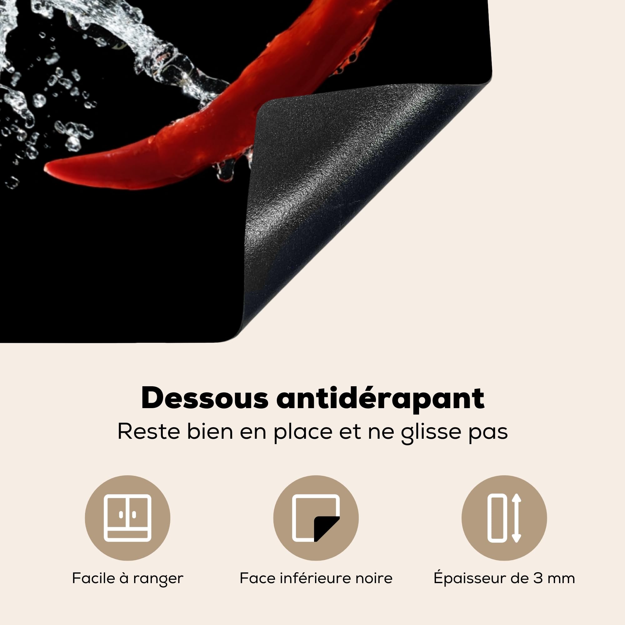 KitchenYeah Protège Plaque Induction 78x52cm - Tapis Cuisine Déco Couronne Tomate Basilic - Protection Vitrocéramique