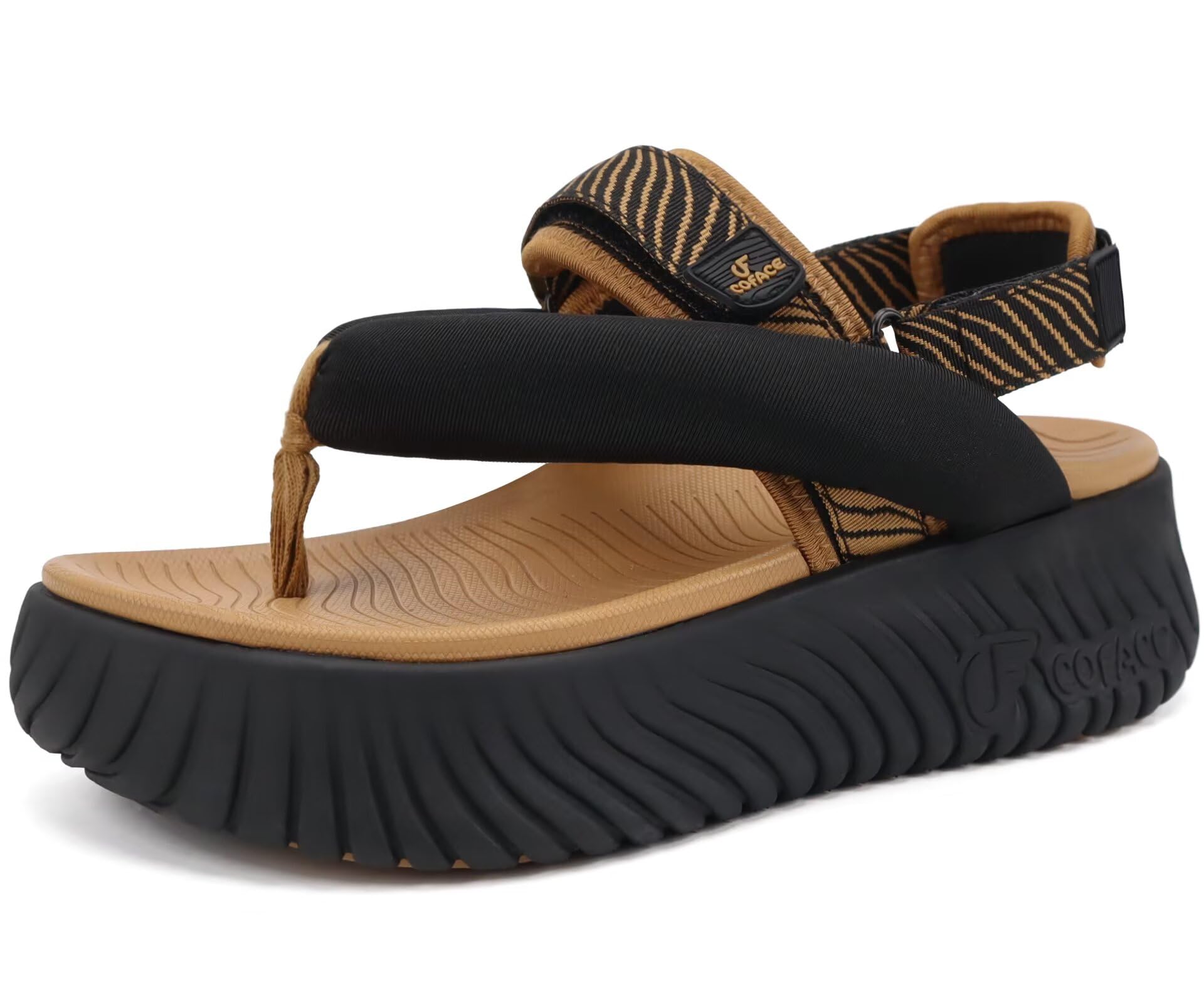 COFACE Orthopädische Trekking Sandalen Damen Bequeme Fußbett Sport Outdoor Plantarfasziitis Wandersandalen Sommer Strand Wasserfest Leicht Verstellbare Elegant Plateau Flip Flops