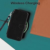 Vista 8 de VANAVAGY Magsafe - Funda tipo cartera compatible con iPhone 13 Mini para carga inalámbrica, de piel sintética, con correa para la muñeca, bloqueo