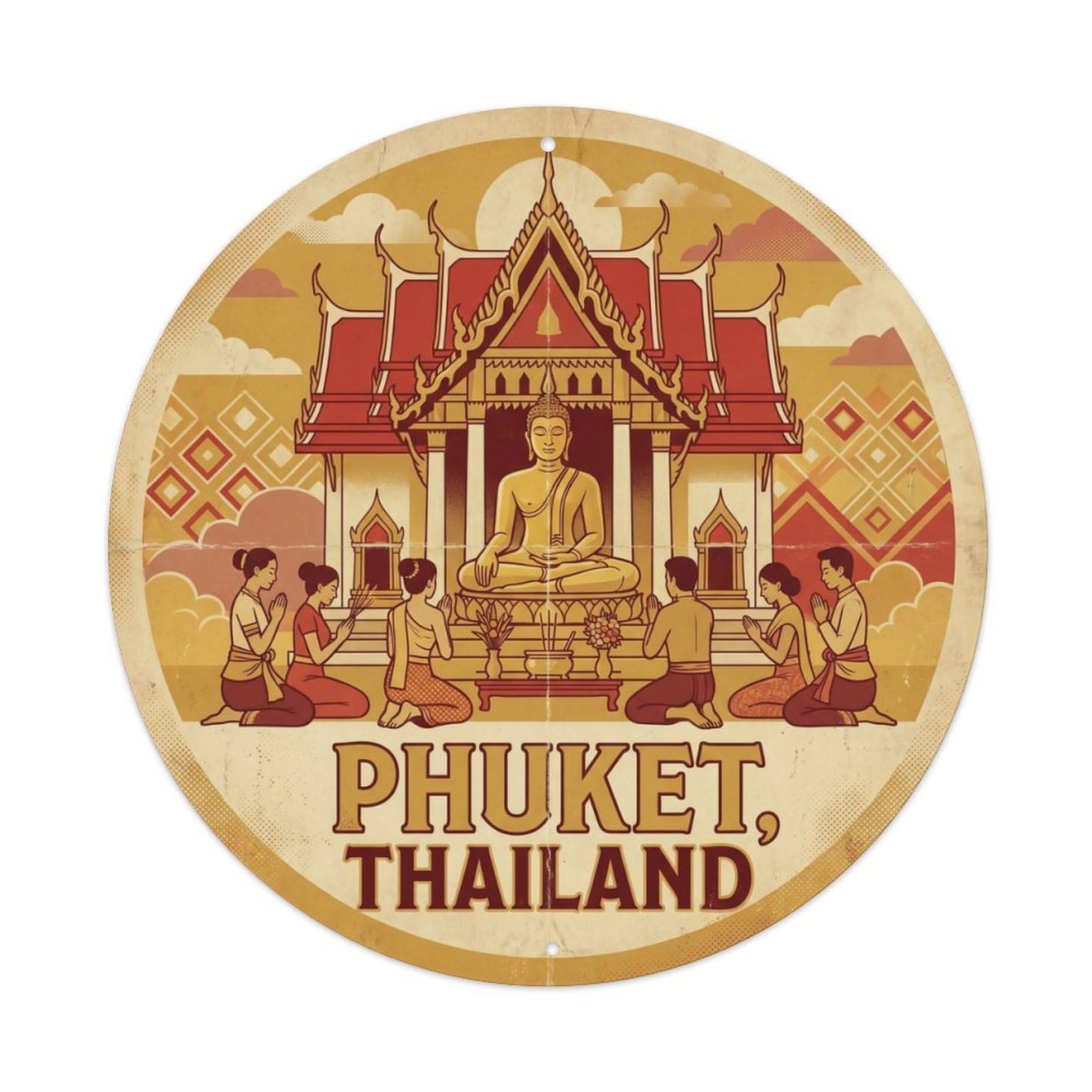 Phuket Temple Prayer Historic Island Heritage Metal Tin Sign