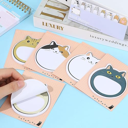 Miniatura 2 de 5 notas adhesivas con temática de gatos, 300 hojas de notas adhesivas Kawaii, blocs de notas adhesivas de animales lindos blocs de notas adhesivas