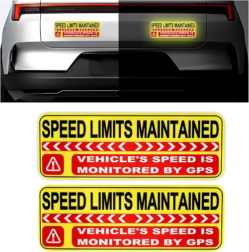 2PCS Vehicle Speed Monitored by GPS Sticker with Reflective | Strong Magnetic Speed Monitored by GPS Car Magnets,Removable Waterproof Vehicle Magnets Fit New Drivers