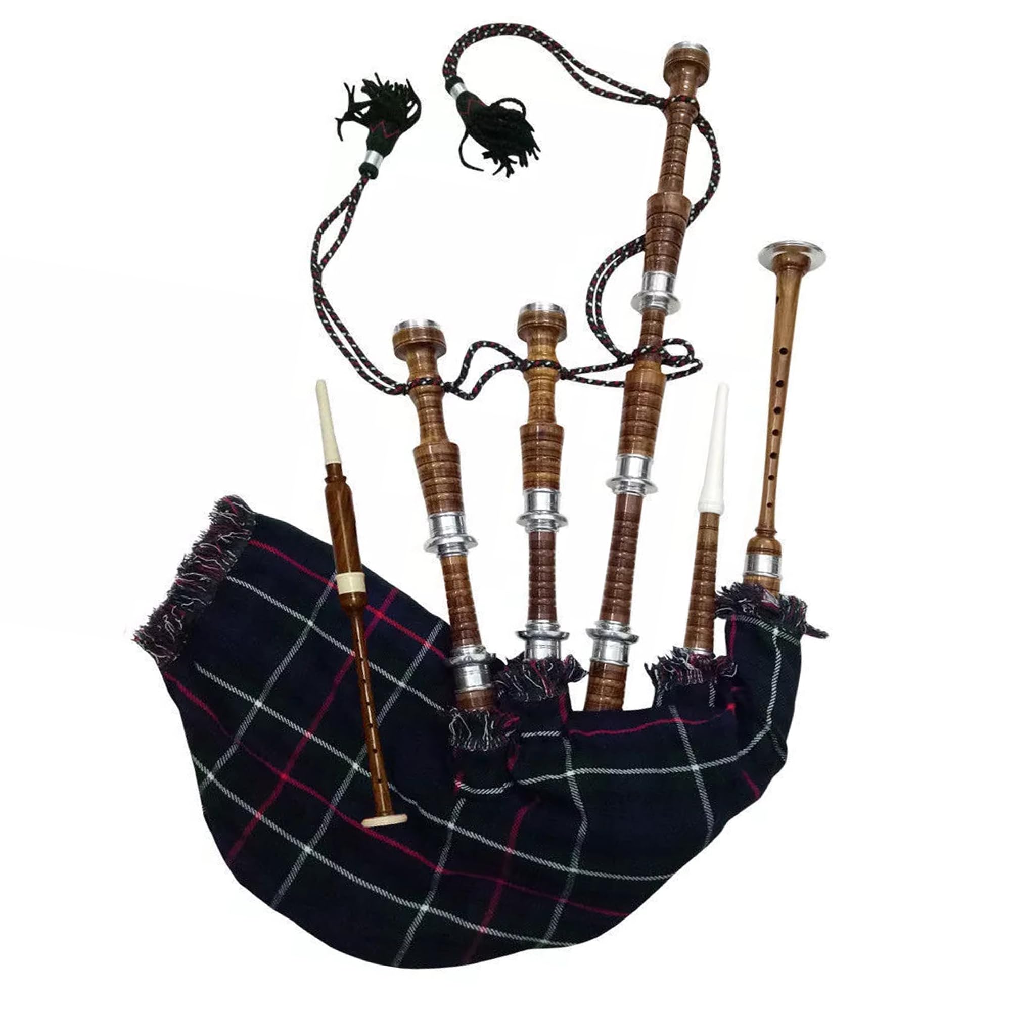 TC Spielbarer Dudelsack – traditioneller Highland-Dudelsack McKenzie Tartan Cover, Premium-Qualität – Naturbraunes Finish Palisander